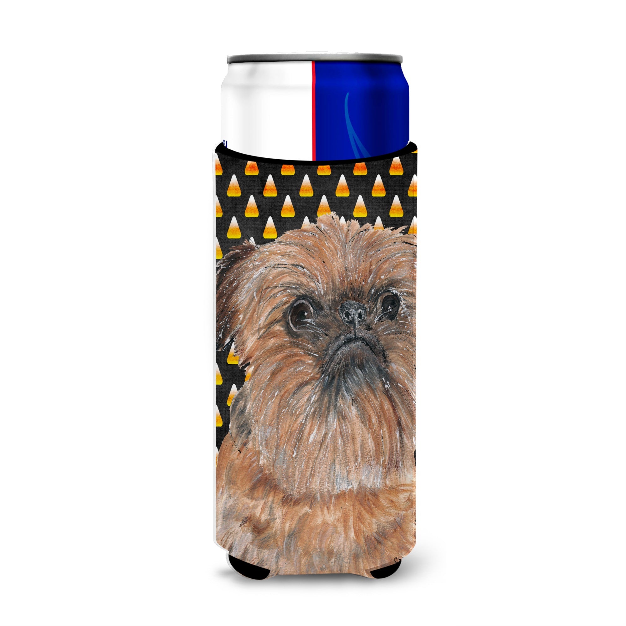 Brussels Griffon Halloween Candy Corn Ultra Beverage Insulators For Slim Cans