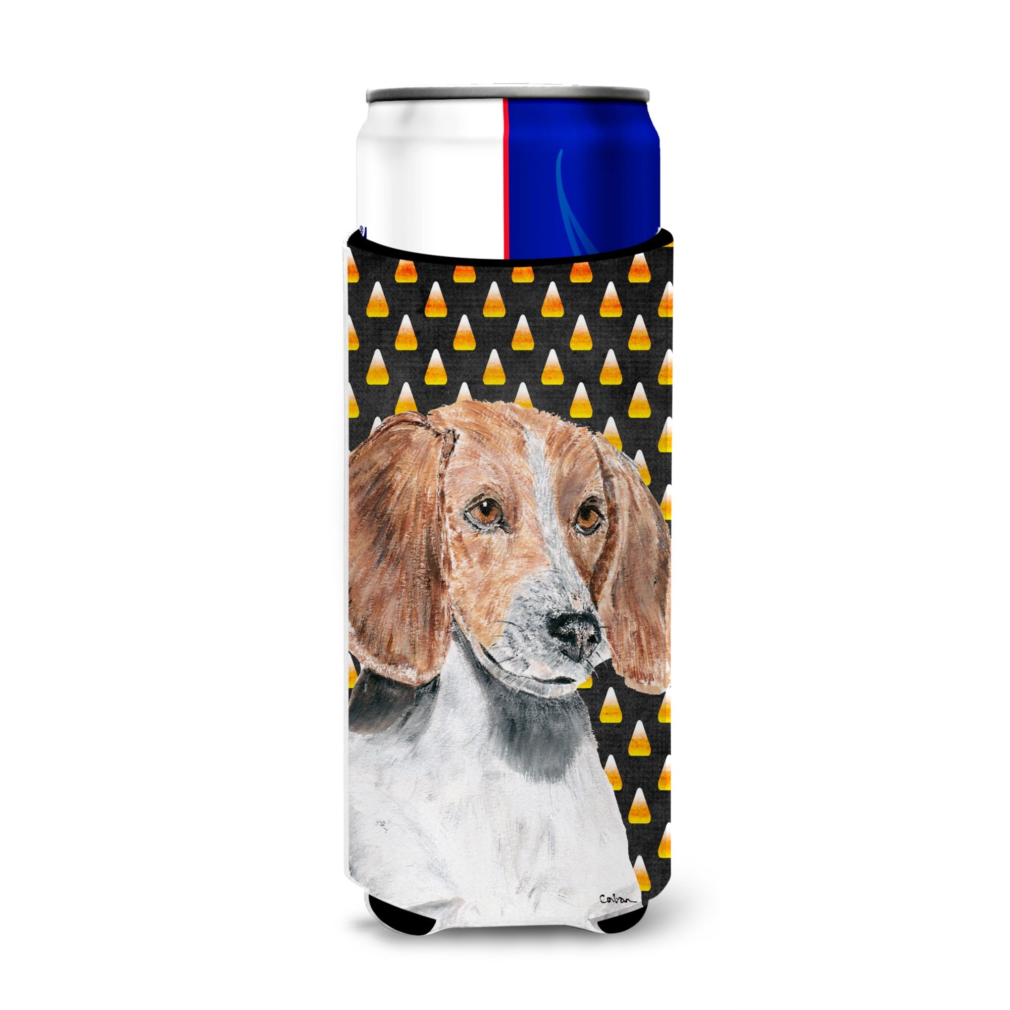 English Foxhound Halloween Candy Corn Ultra Beverage Insulators For Slim Cans
