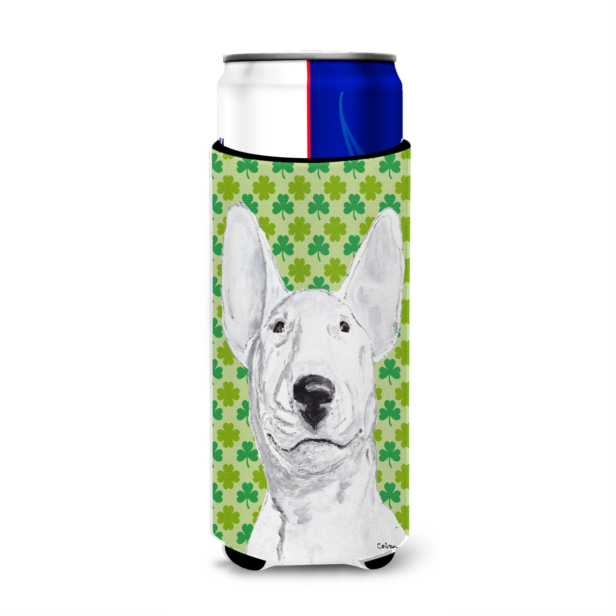 Bull Terrier St Patrick'S Irish Ultra Beverage Insulators For Slim Cans
