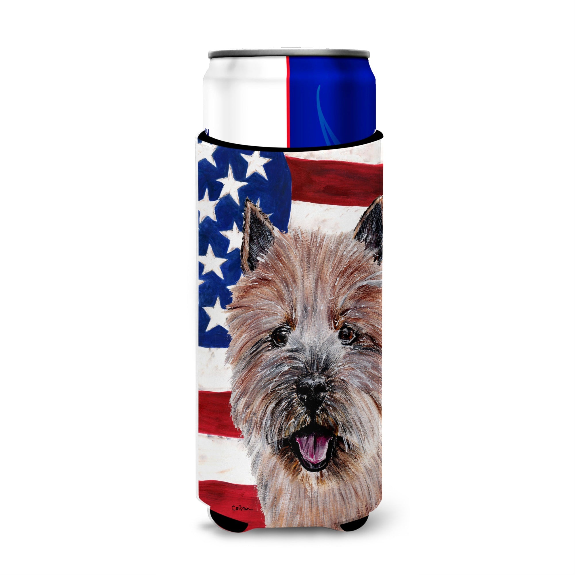 Norwich Terrier With American Flag Usa Ultra Beverage Insulators For Slim Cans Sc9638Muk