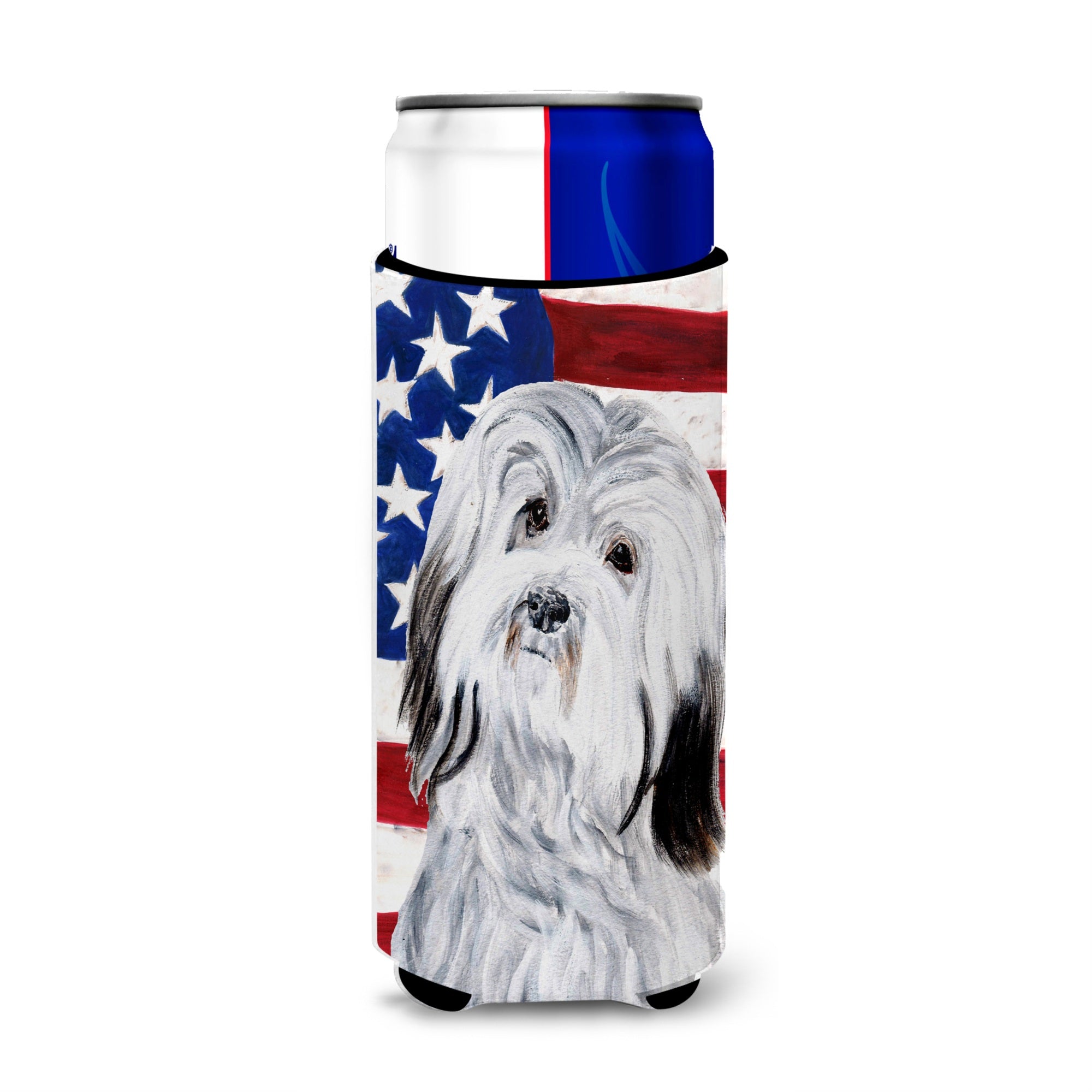 Havanese With American Flag Usa Ultra Beverage Insulators For Slim Cans Sc9641Muk