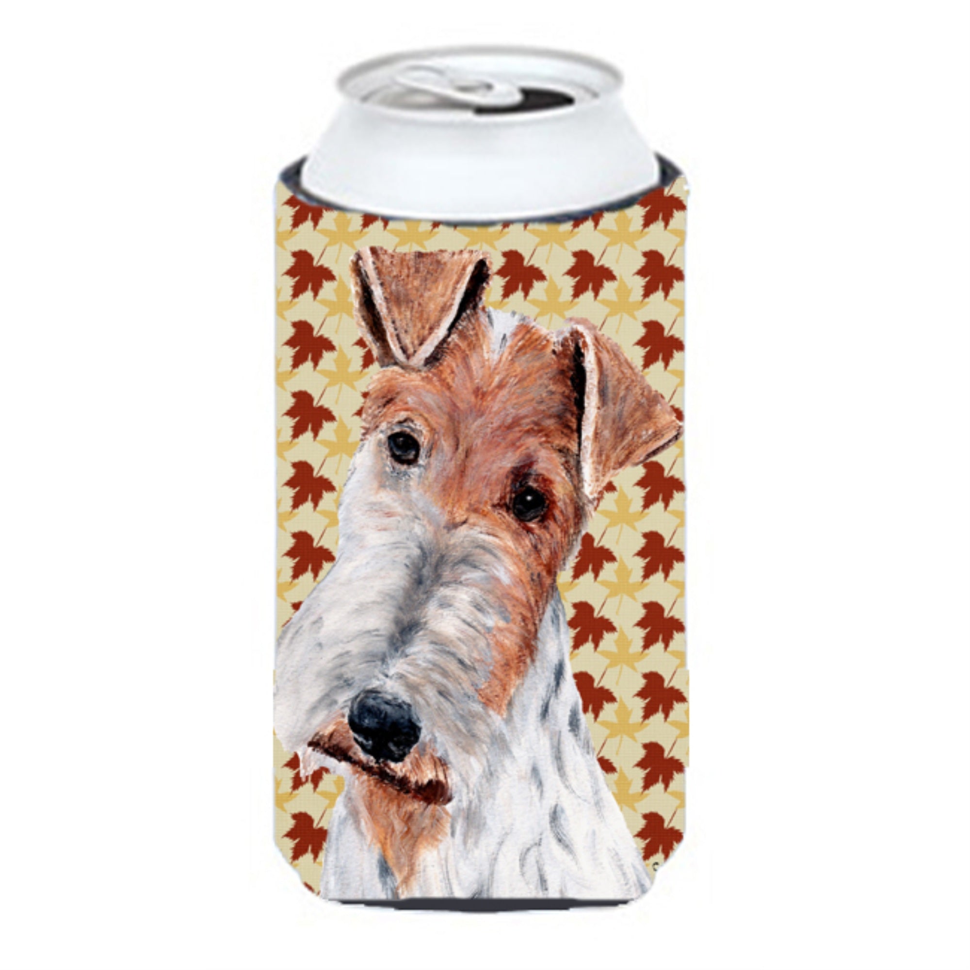 Wire Fox Terrier Fall Leaves Tall Boy Beverage Insulator Hugger Sc9676Tbc