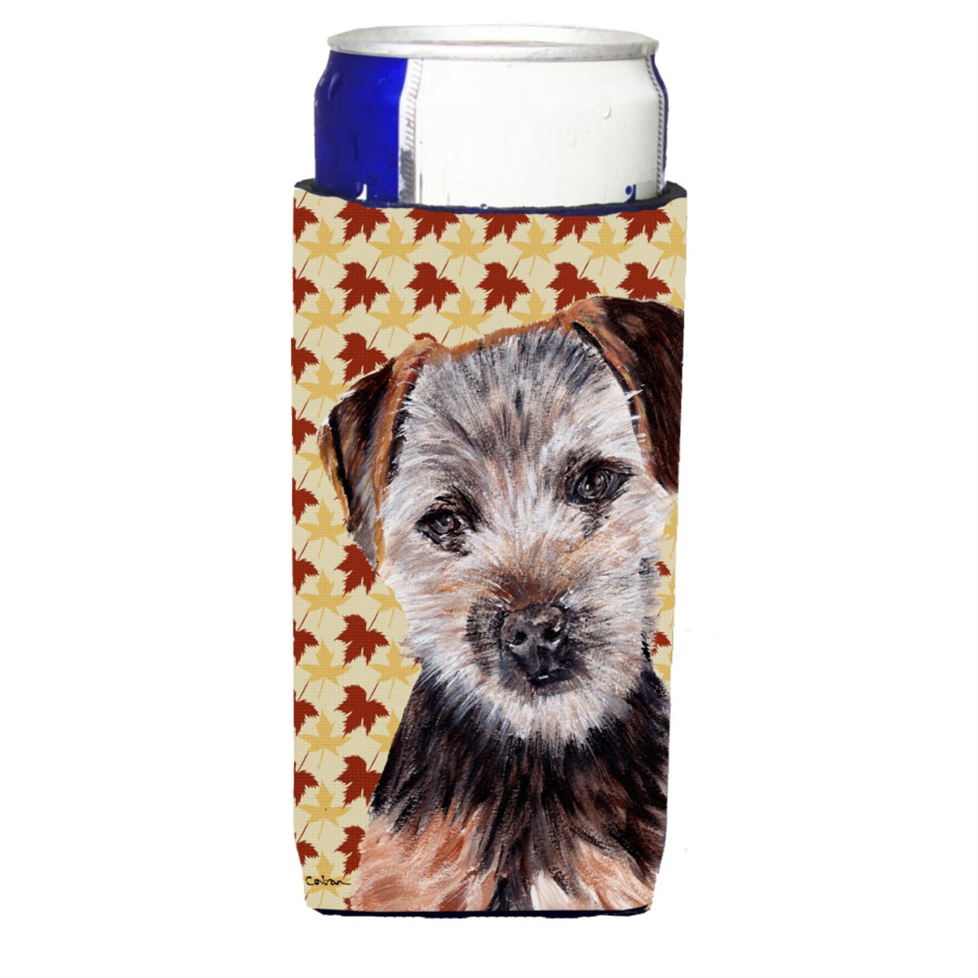 Norfolk Terrier Puppy Fall Leaves Ultra Beverage Insulators For Slim Cans Sc9687Muk