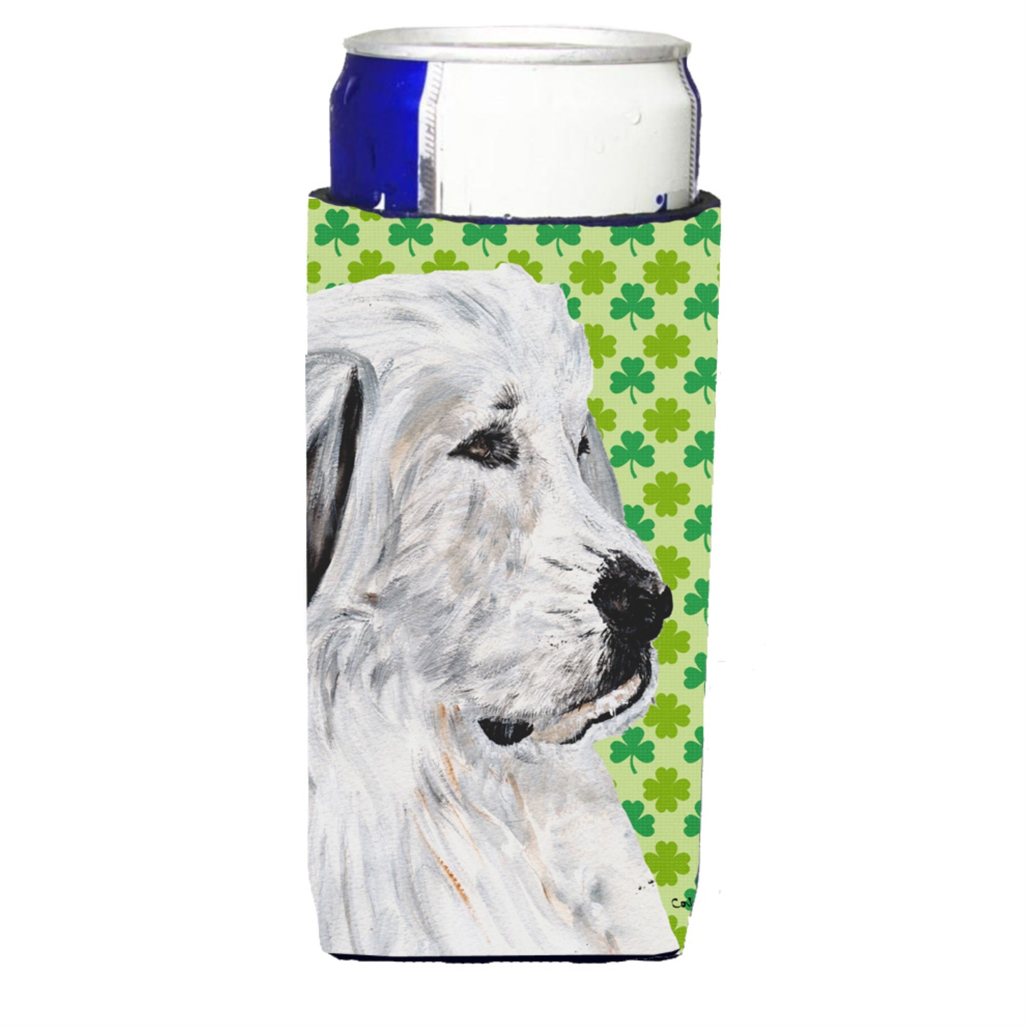 Great Pyrenees Lucky Shamrock St. Patrick'S Day Ultra Beverage Insulators For Slim Cans Sc9738Muk