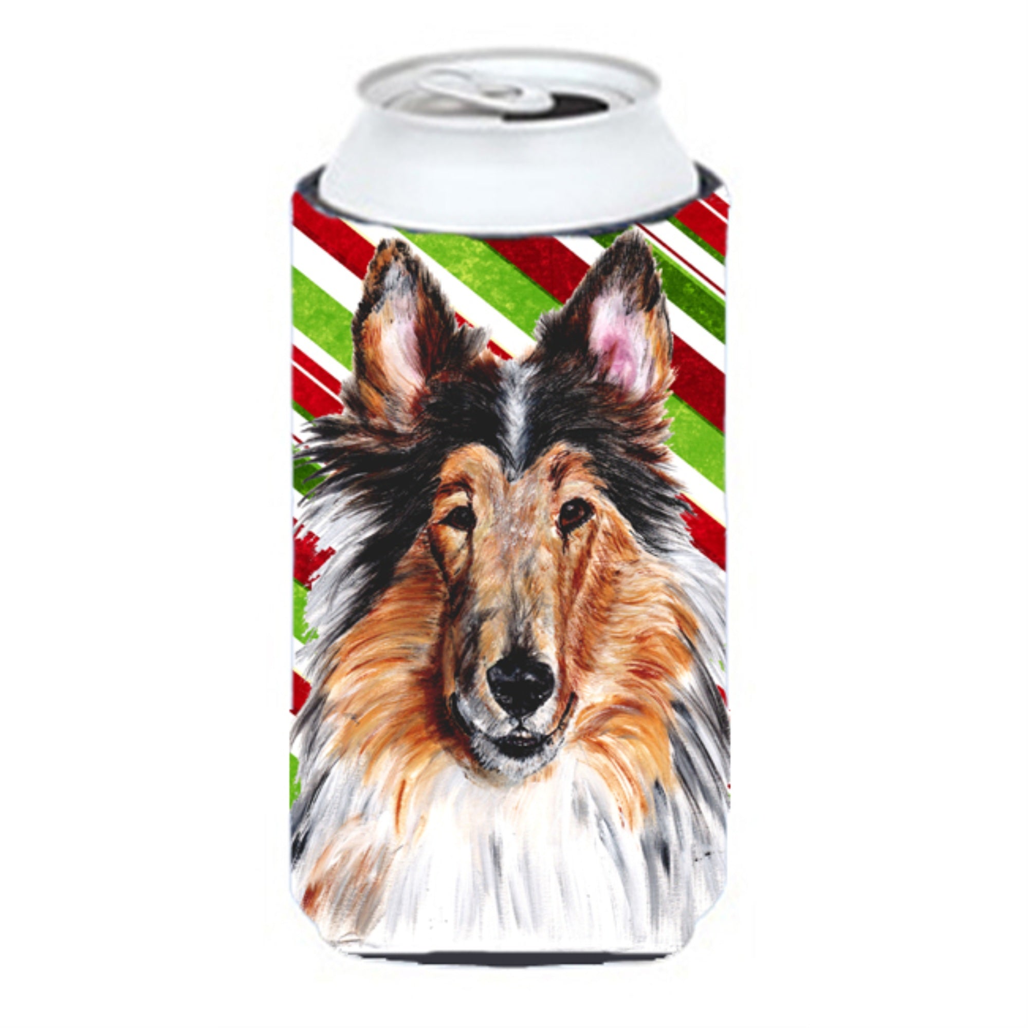 Collie Candy Cane Christmas Tall Boy Beverage Insulator Hugger Sc9790Tbc