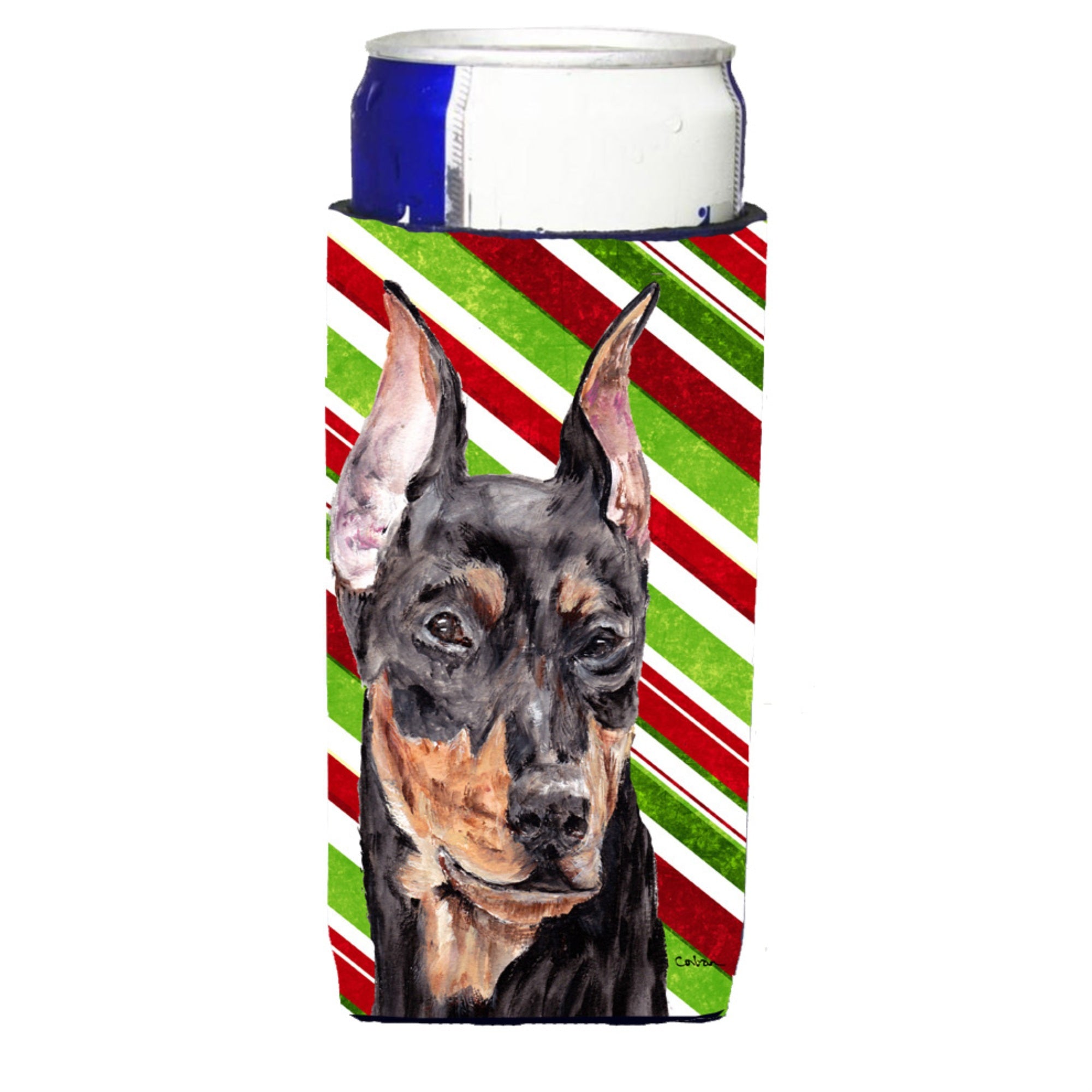 German Pinscher Candy Cane Christmas Ultra Beverage Insulators For Slim Cans Sc9812Muk