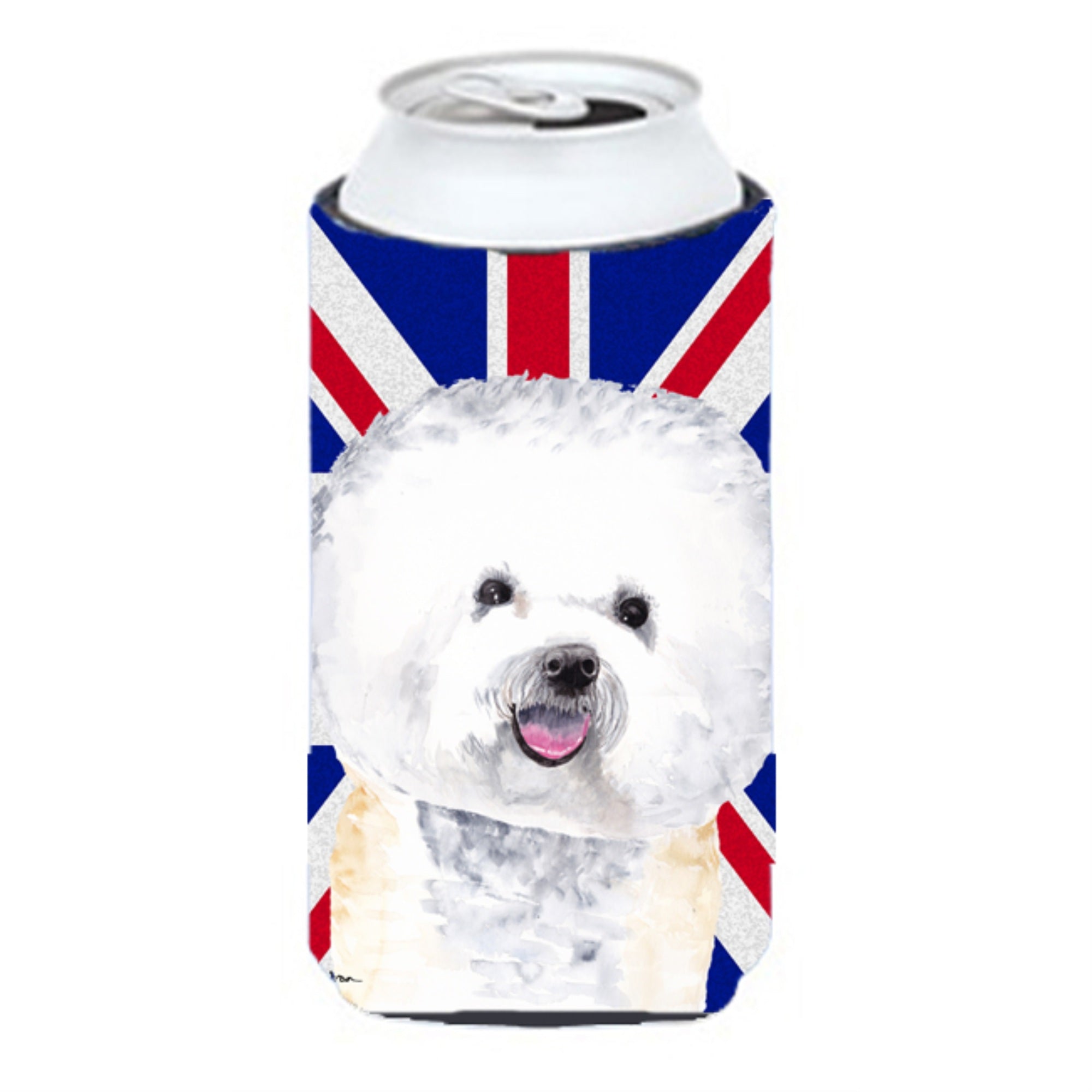 Bichon Frise With English Union Jack British Flag Tall Boy Beverage Insulator Hugger Sc9818Tbc