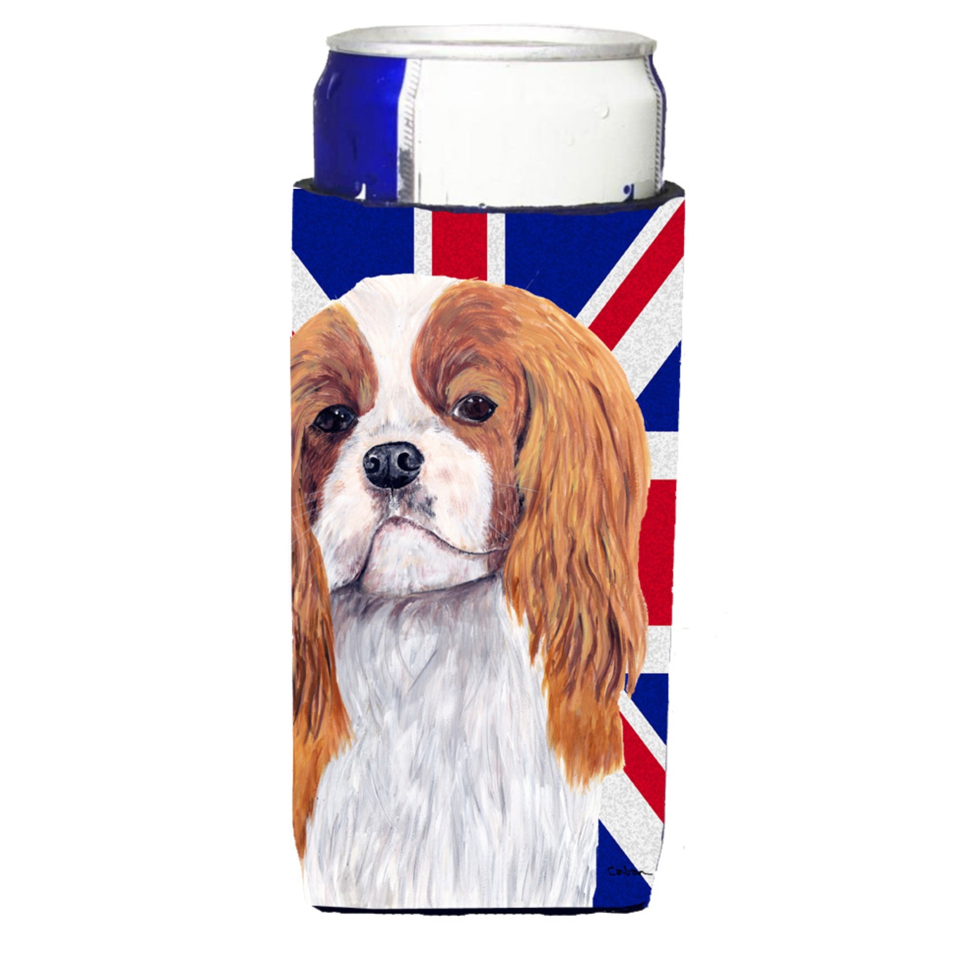 Cavalier Spaniel With English Union Jack British Flag Ultra Beverage Insulators For Slim Cans Sc9851Muk