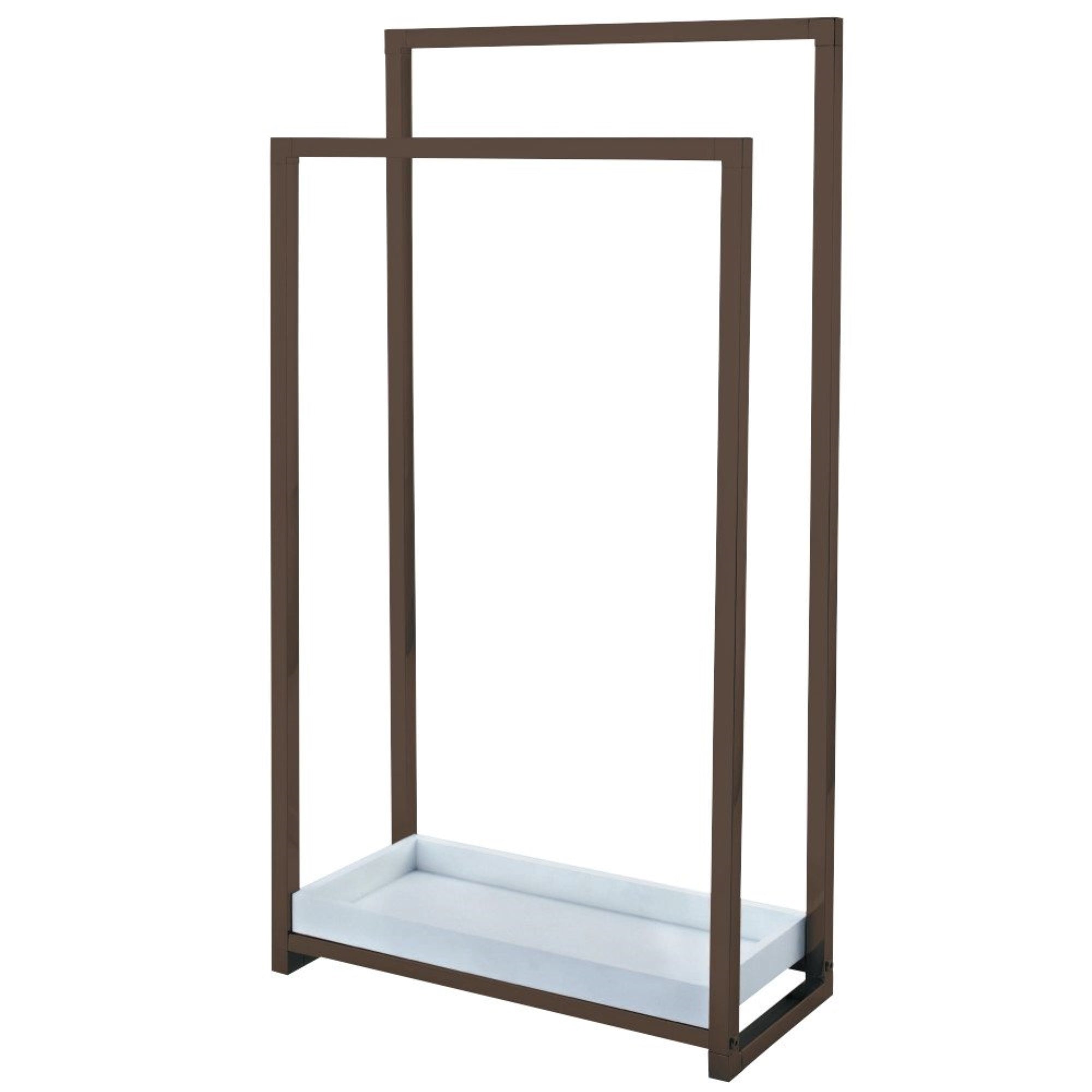 Kingston Brass Scc8265 Edenscape Pedestal 2-Tier Steel Construction Towel Rack With Wooden Case, Oil Rubbed Bronze