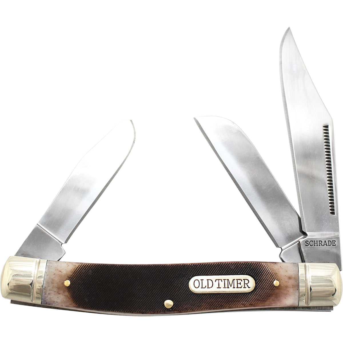 8Otb - Schrade Old Timer Stockman, 9Cr18Mov Mirror Polish Blade, Saw Cut Bone Handle