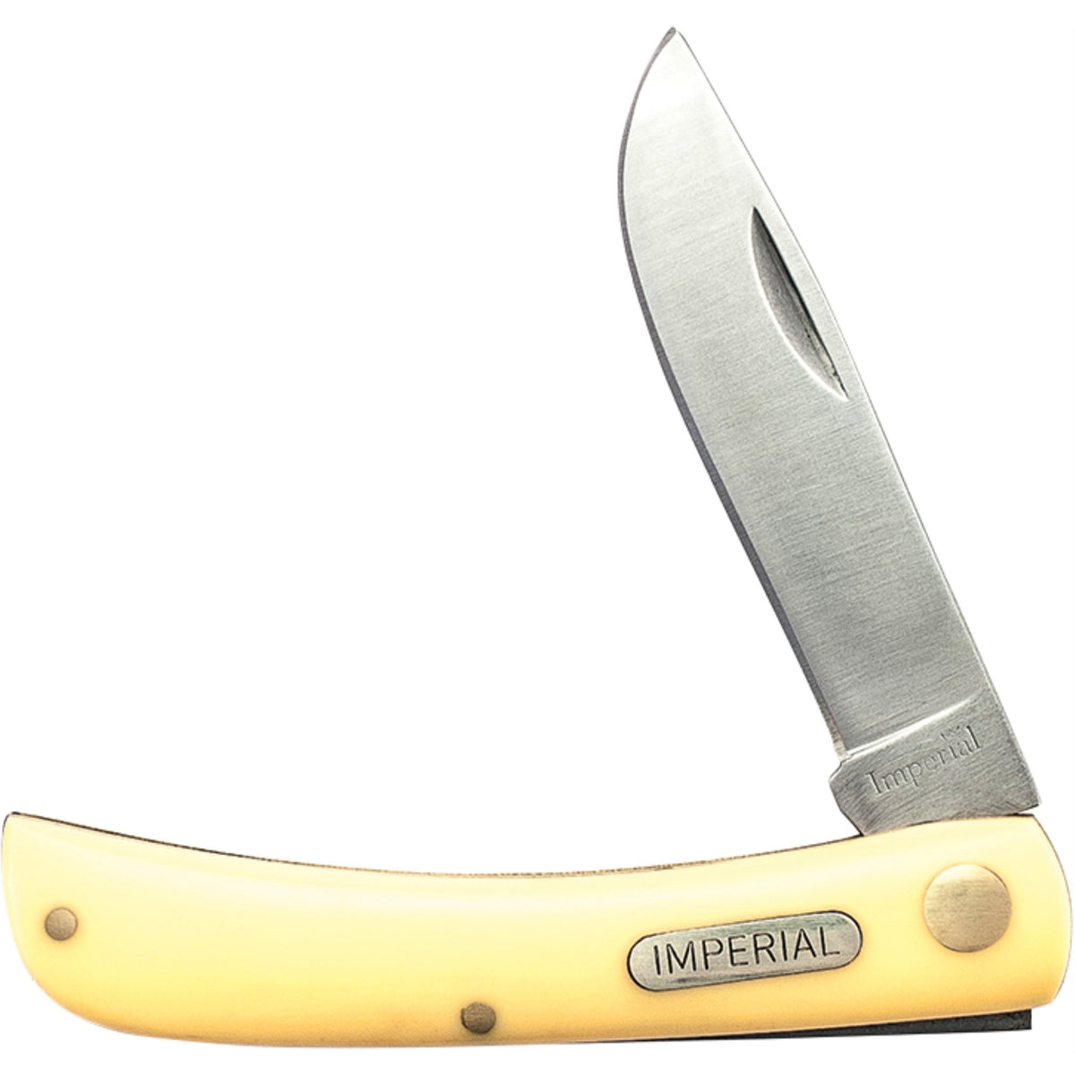 Imp22Y - Schrade Imperial Folder Yellow Handle Single Blade 7Cr17Mov Steel.