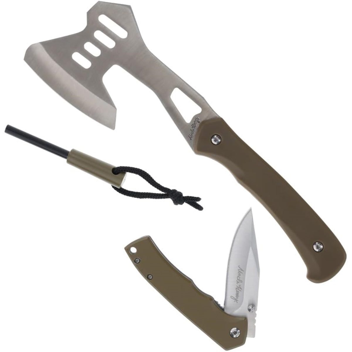 2023N Schrade Q3 & Q4 Promo, Uncle Henry Axe/Folder Combo W/Fire Starter