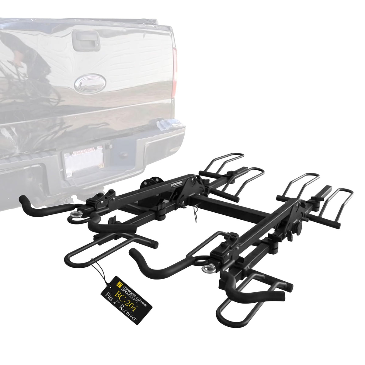 Stromberg Carlson Bc-204 Platform Mount Bike Rack - Folding Hitch Mount Bike Rack, Hitch Bicycle Carrier, Foldable Bike Stand Accessories, Car, Suv, And Truck 4 Bike Rack Fit With 2' Hitch Receiver