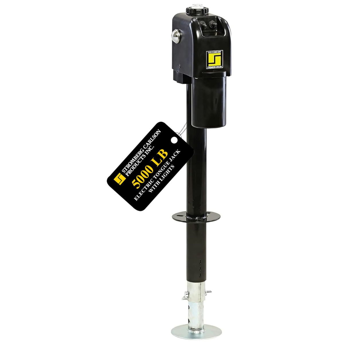 Stromberg Carlson Jet-5000 Electric Tongue Jack - Heavy Duty Jack With Motor Protection, 18' Travel & 5' Drop Down Leg, Stabilizing, Leveling & Lifting For Rvs, Campers, Utility Trailers, 5000 Lb