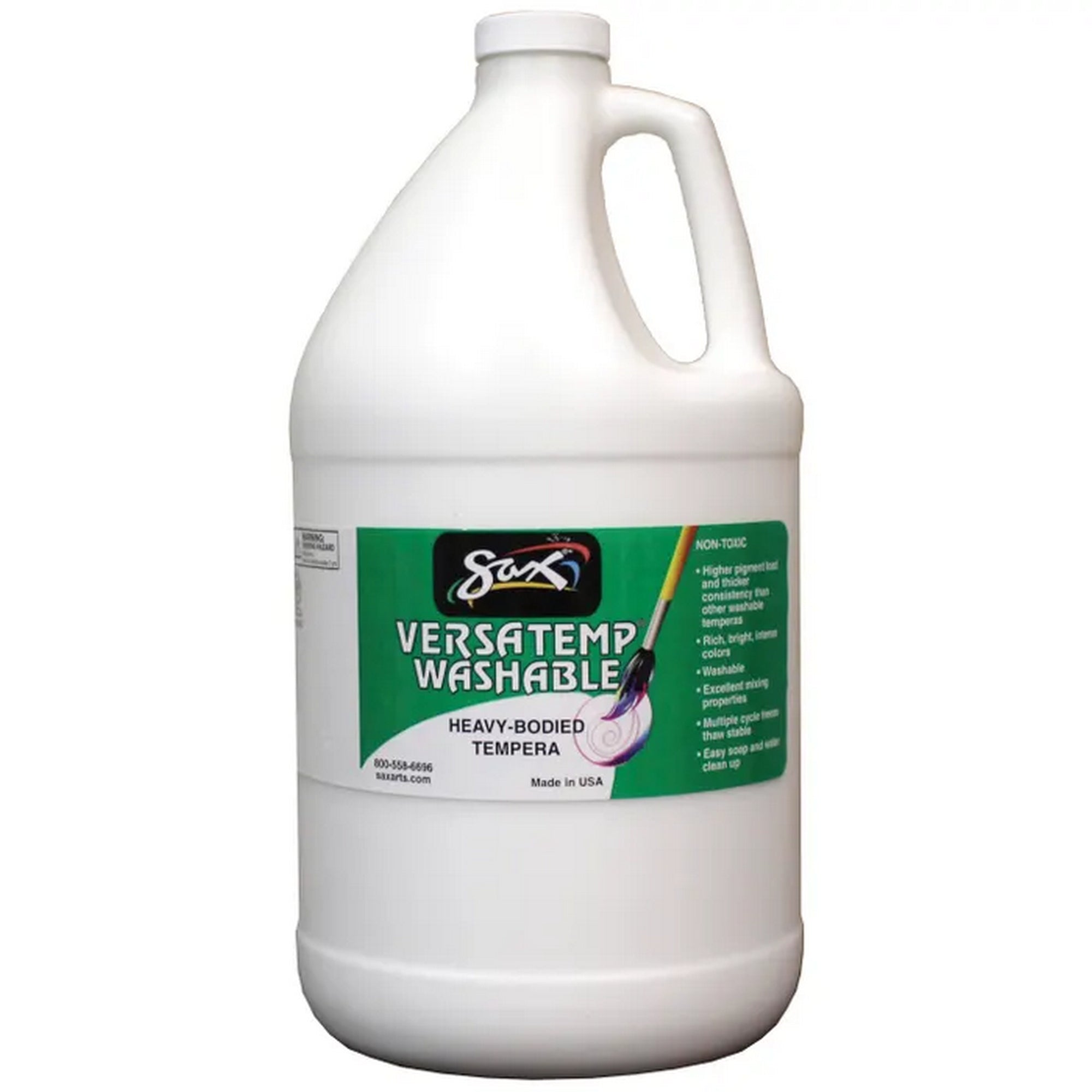 Sax Versatemp Washable Heavy-Bodied Tempera Paint, 1 Gallon, White
