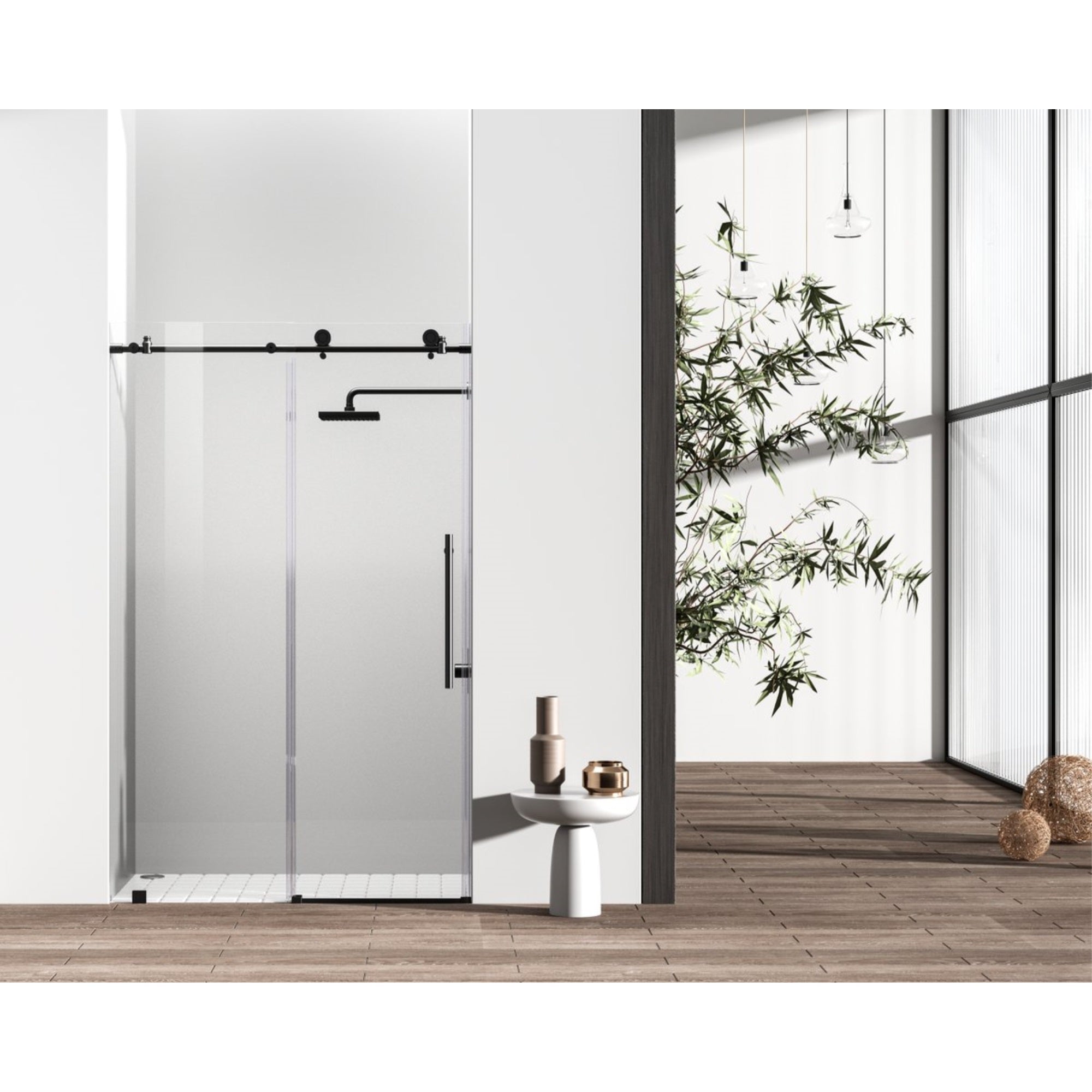 Frameless Shower Door 48 X 76 Matte Black