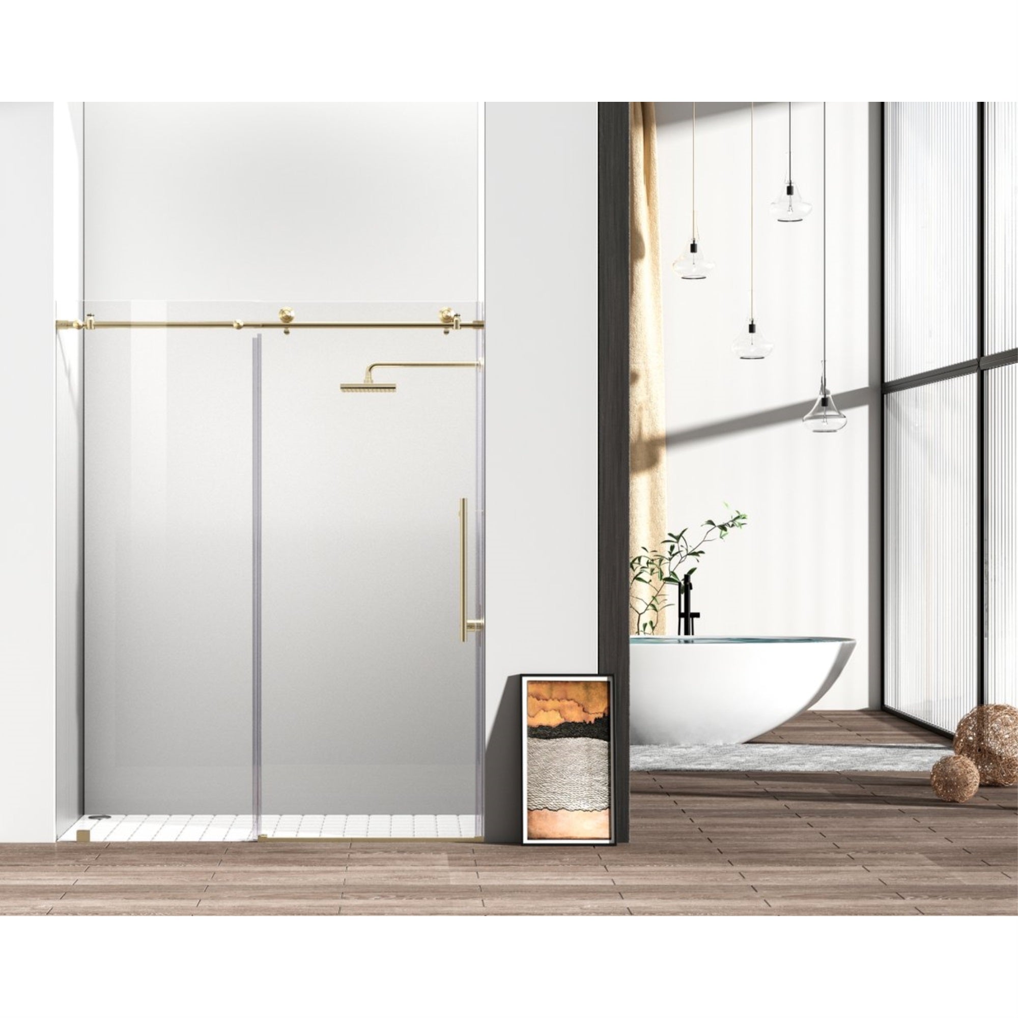 Frameless Shower Door 60 X 76 Brushed Gold