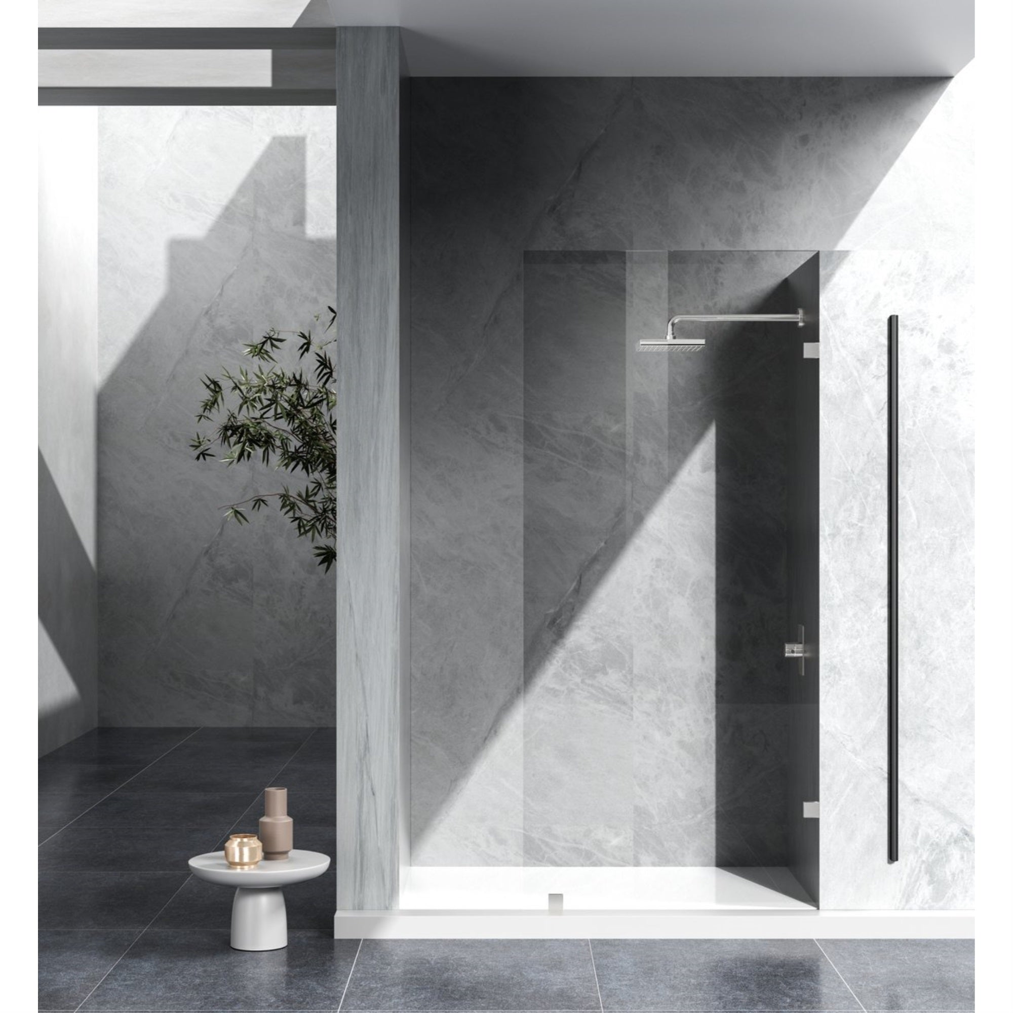Fixed Frameless Shower Door 35 X 78 Brushed Nickel