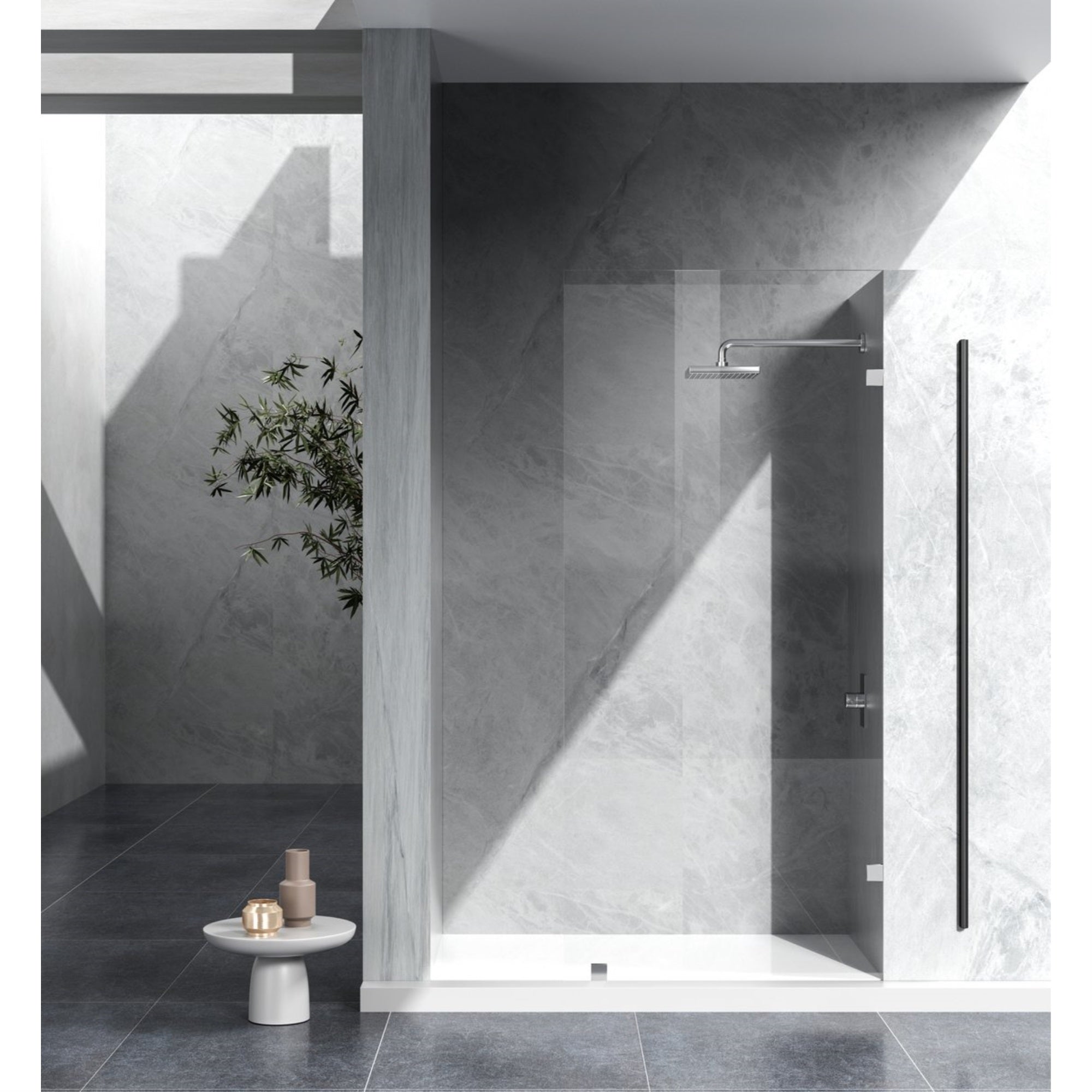 Fixed Frameless Shower Door 35 X 78 Polished Chrome