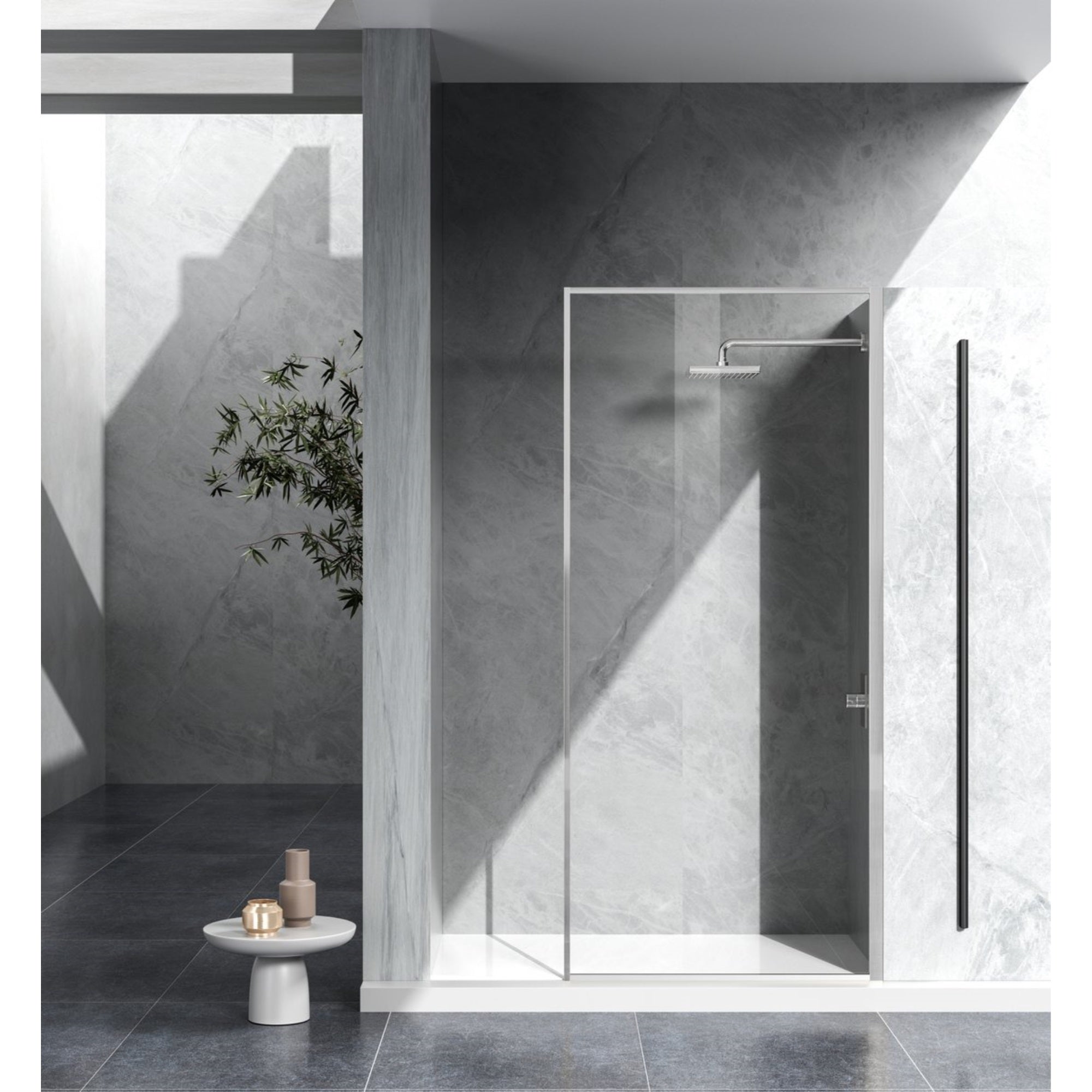 Fixed Framed Shower Door 35 X 76 Brushed Nickel