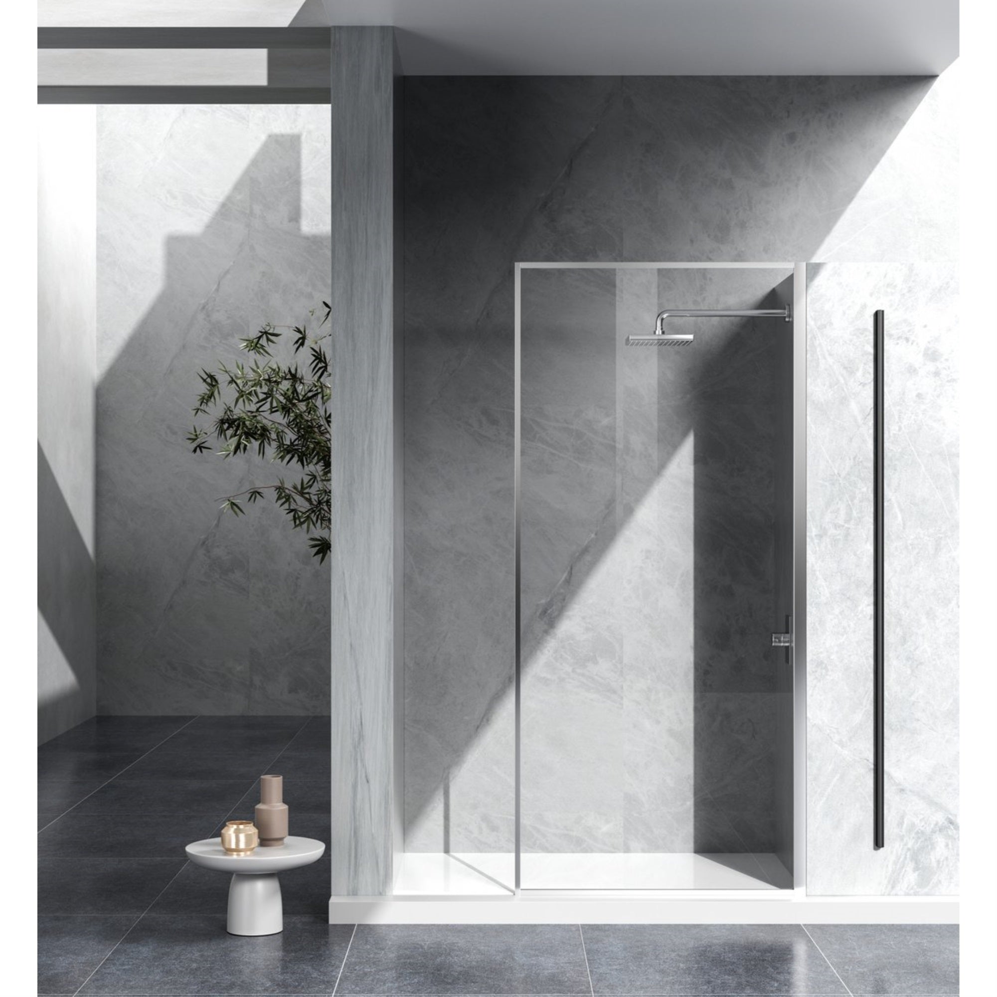 Fixed Framed Shower Door 35 X 76 Polished Chrome
