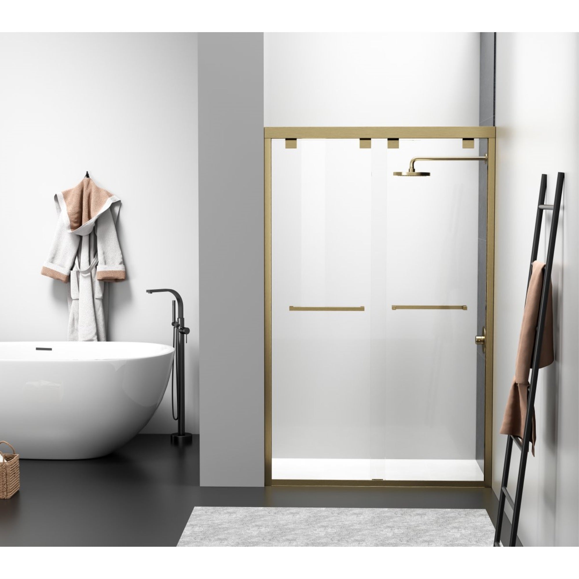 Semi-Frameless Shower Door 48 X 76 Brushed Gold