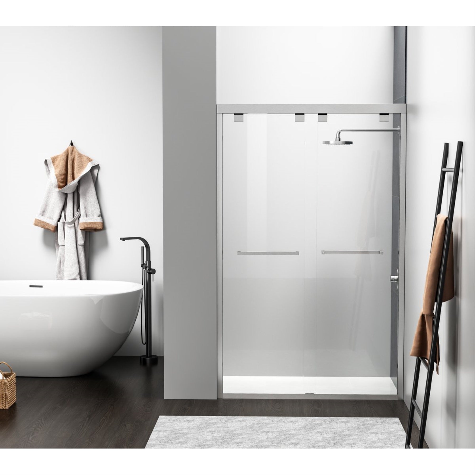 Semi-Frameless Shower Door 48 X 76 Brushed Nickel