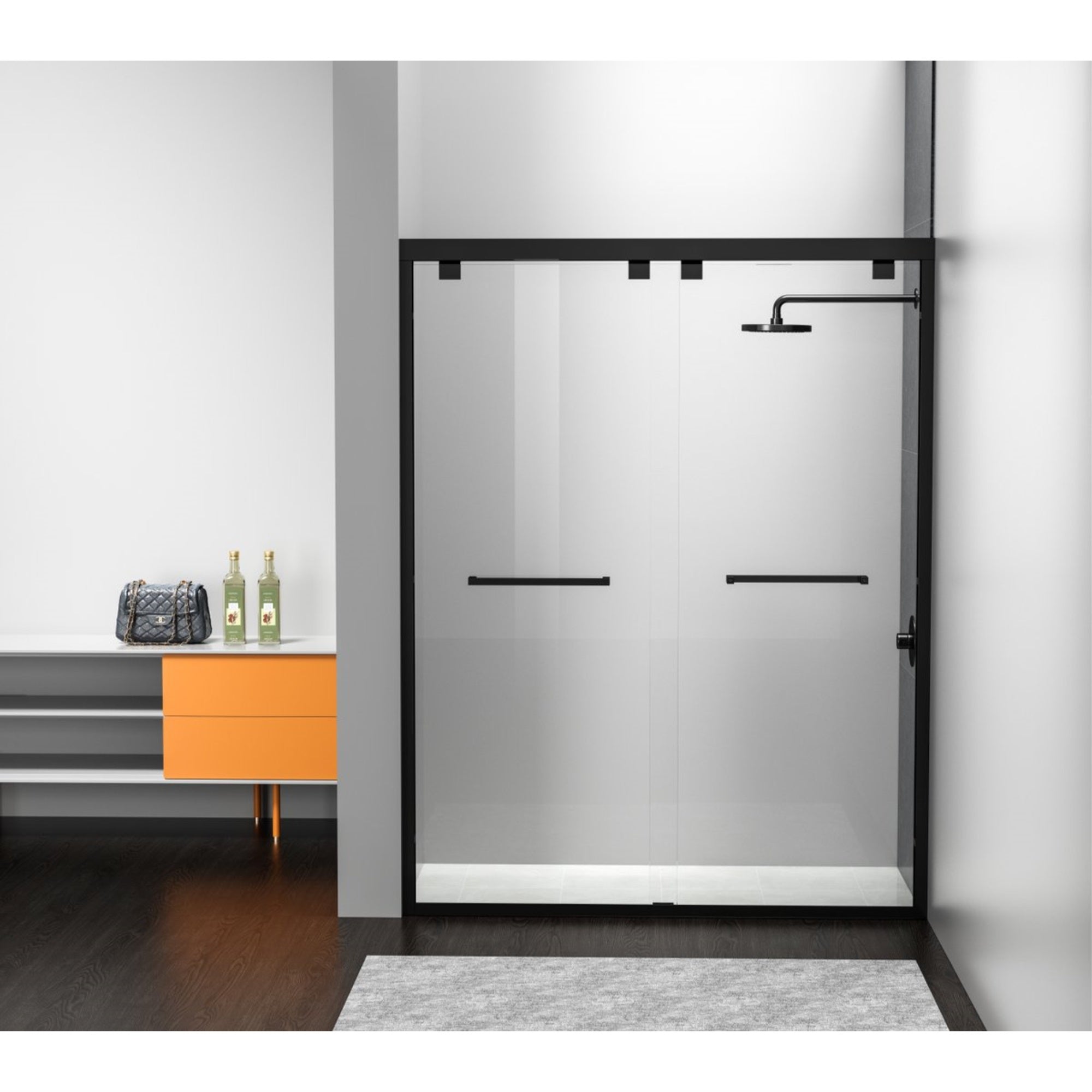 Semi-Frameless Shower Door 60 X 76 Matte Black
