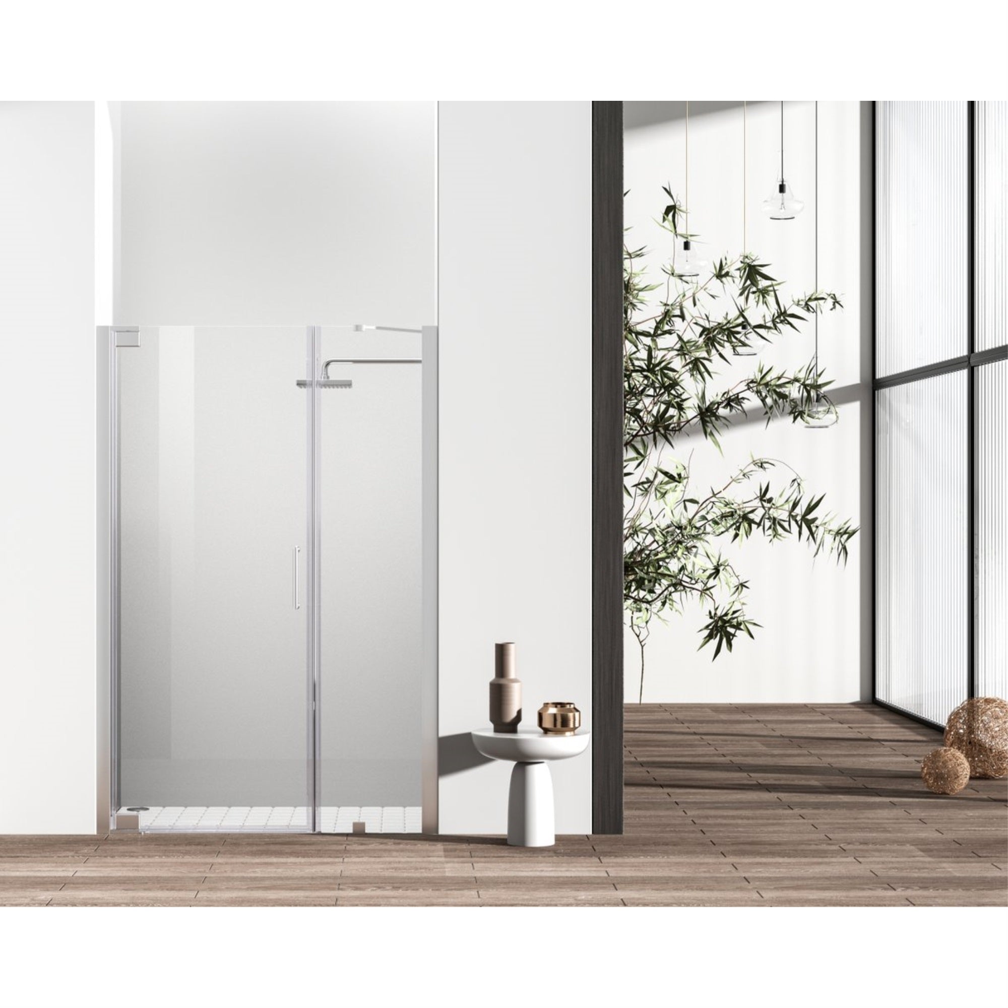 Semi-Frameless Hinged Shower Door 60 X 72 Polished Chrome