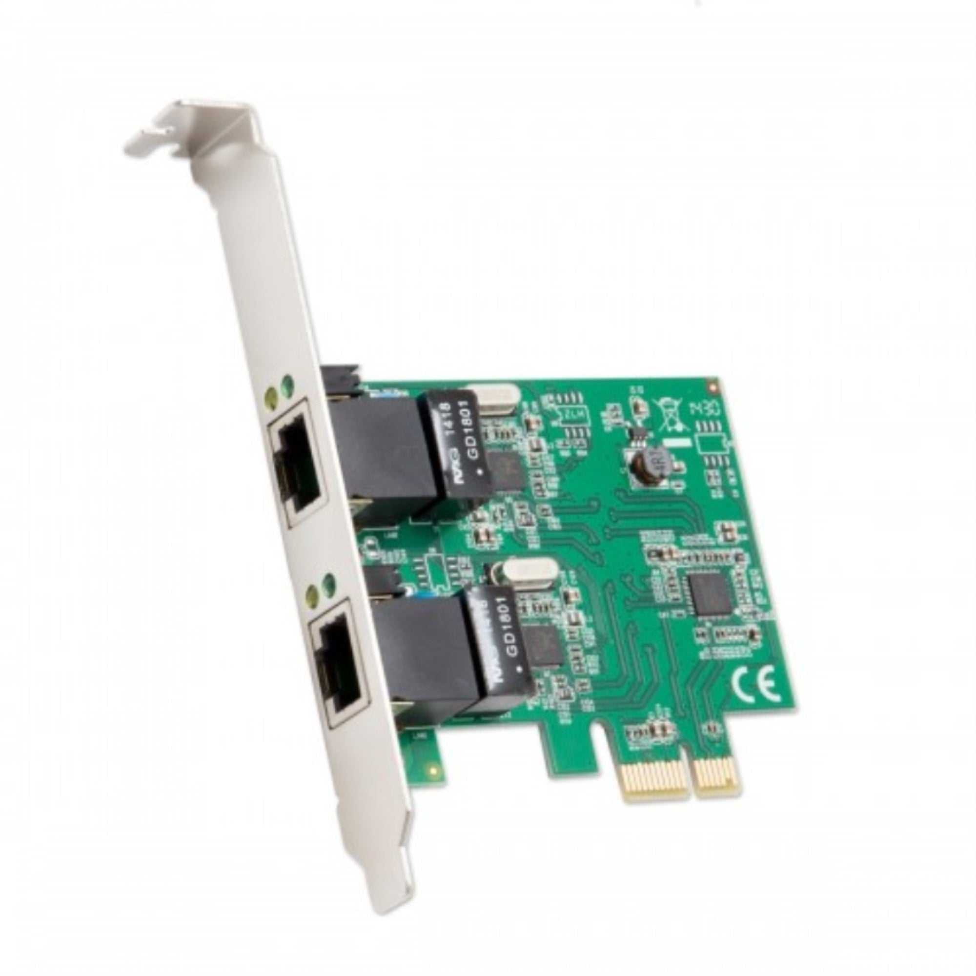 PCIe 2x RJ45 1000-Base T Gigabit Ethernet Card, Realtek RTL8111f + ASMedia ASM1182e Chipset, with Low Profile Bracket