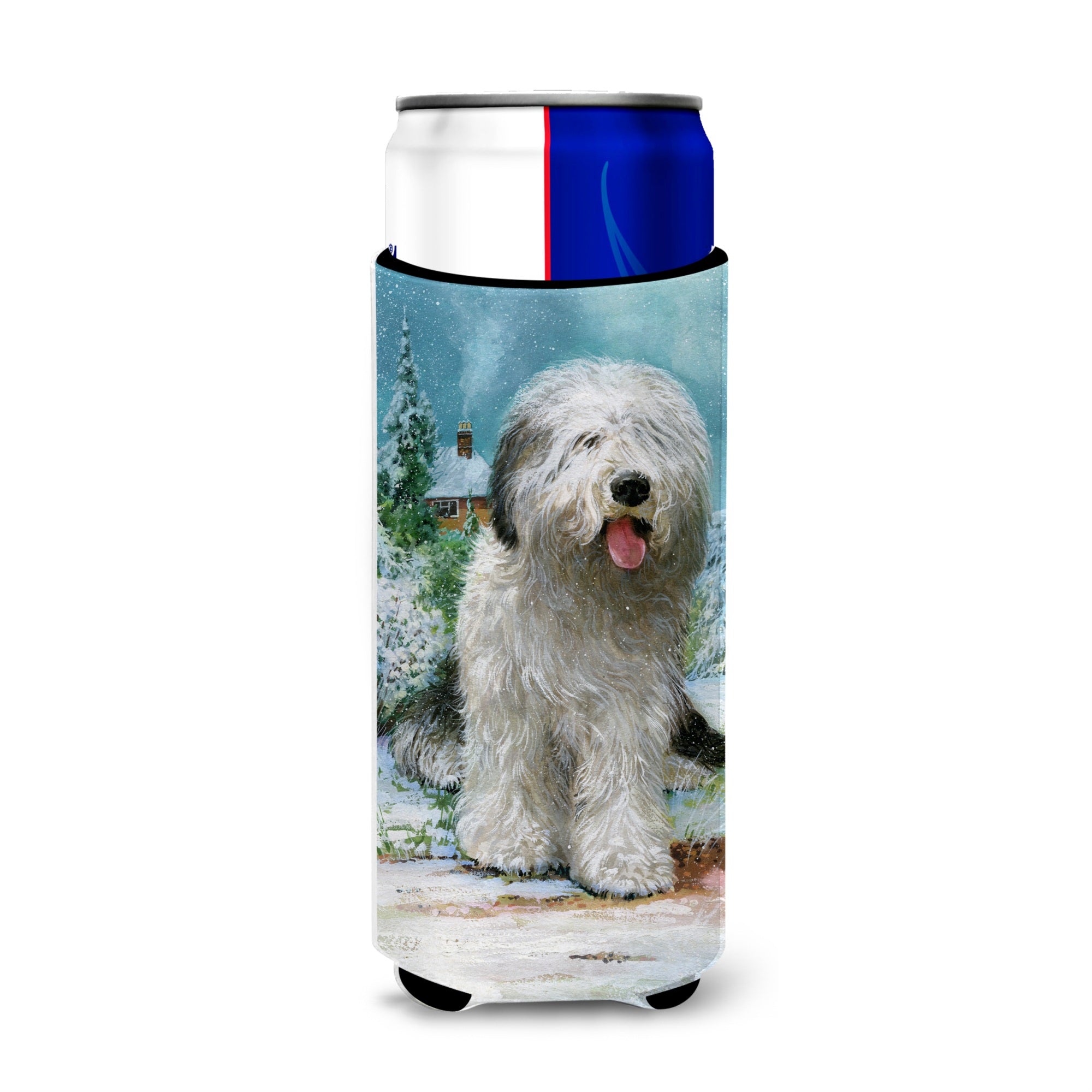 Caroline'S Treasures Old English Sheepdog By Don Squires Michelob Ultra Koozies For Slim Cans, Multicolor