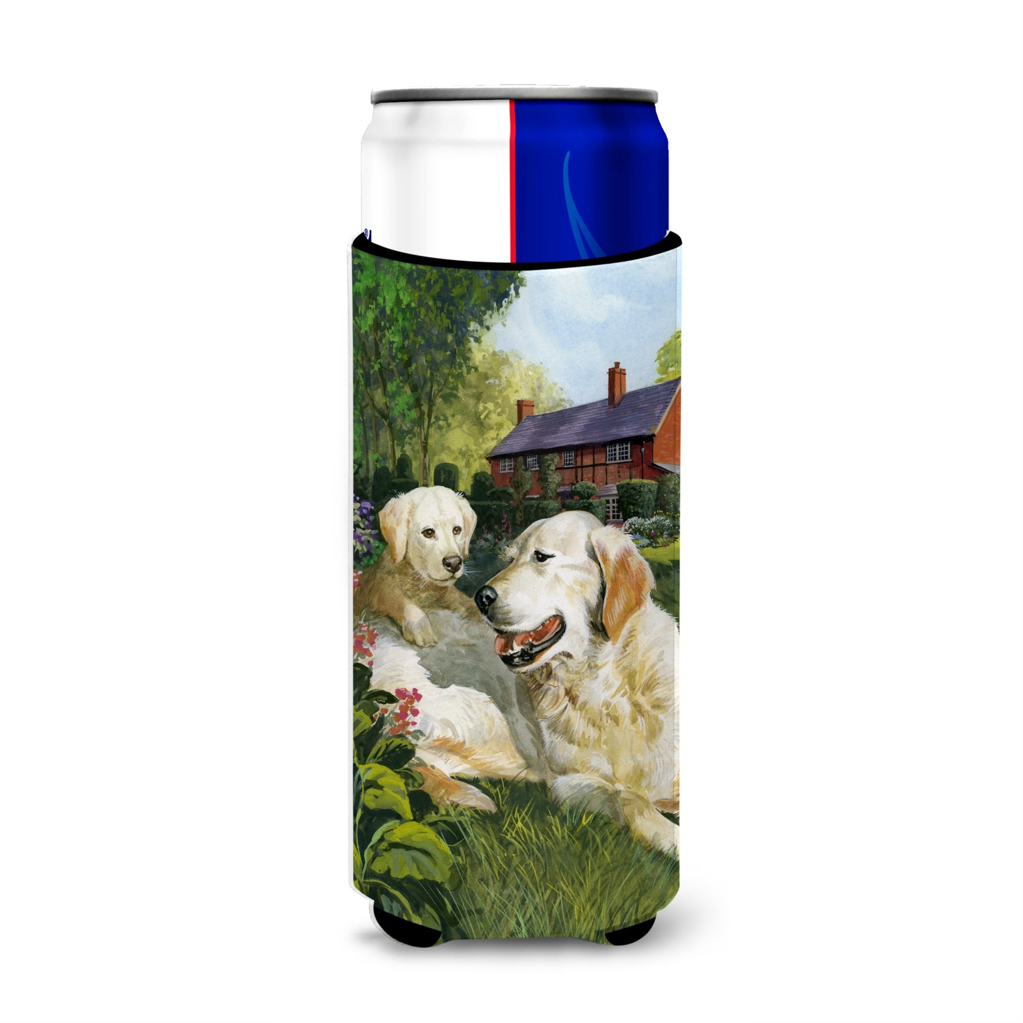Caroline'S Treasures Yellow Labradors By Don Squires Michelob Ultra Koozies For Slim Cans, Multicolor