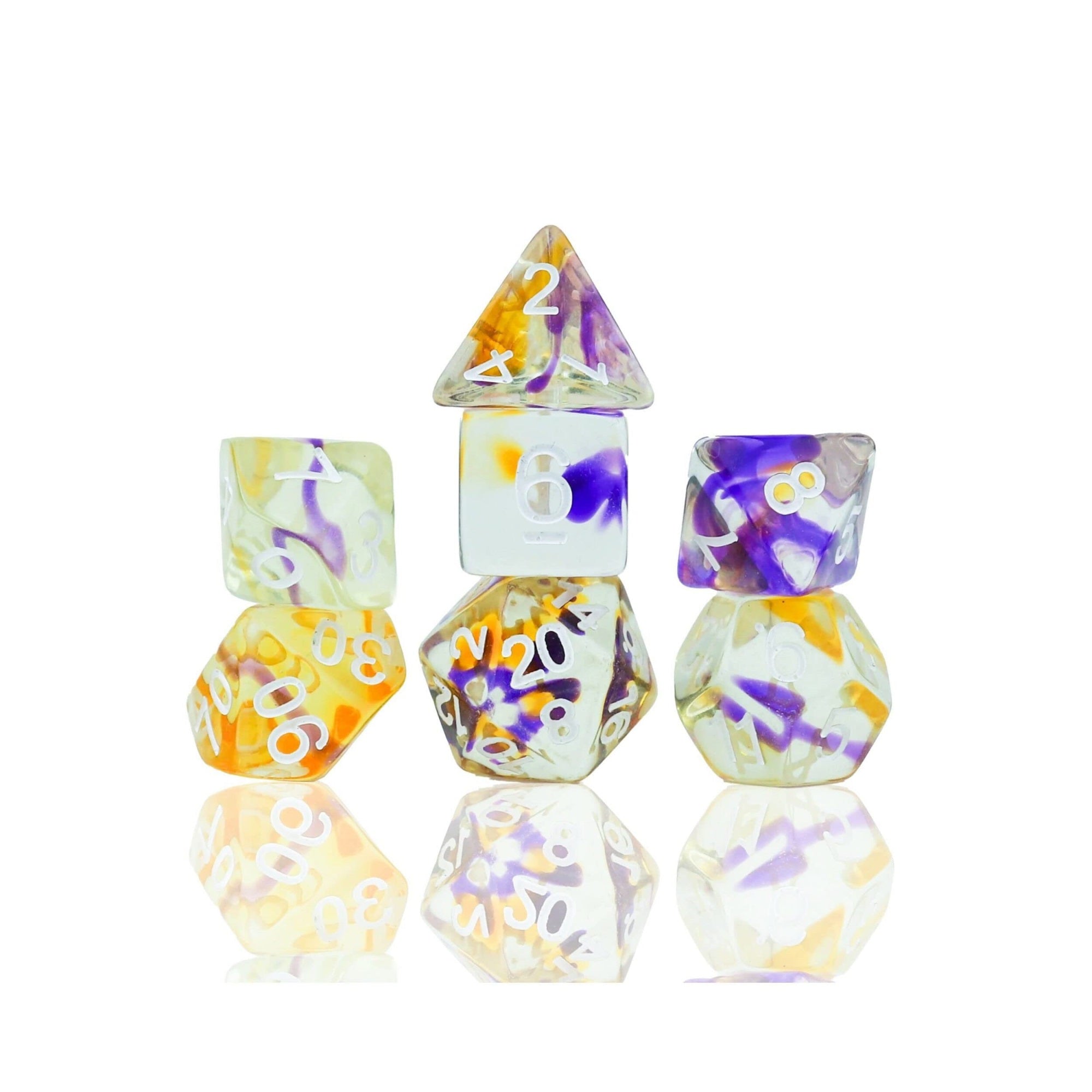Violet Swirl Polyhedral Dice Set