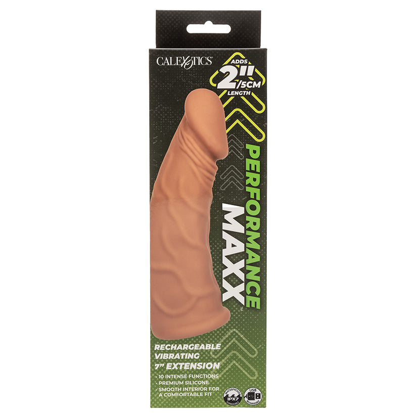 Performance Maxx Rechargeable Vibrating Extension-Brown 7″