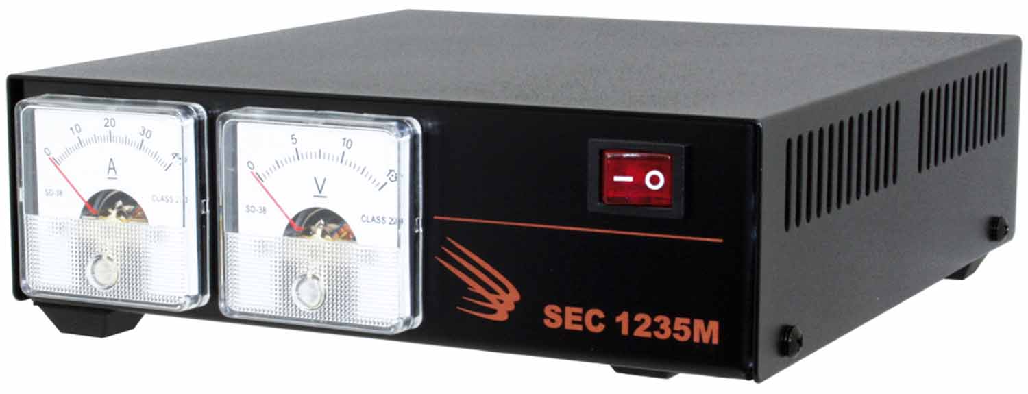 SAMLEX SEC1235M - 30 AMP AC-DC SWITCHING DESKTOP POWER SUPPLY WITH DUAL (AM  & VOLT ) METERS & REAR BINDING POSTS