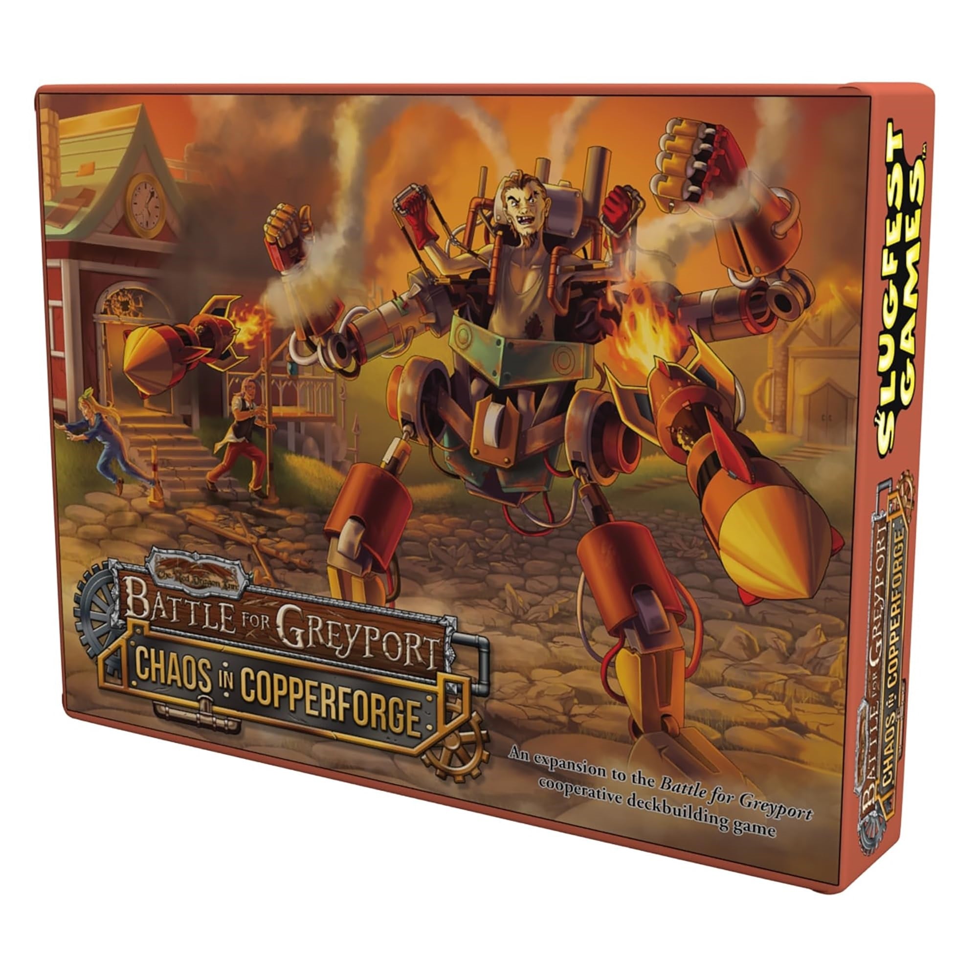 SlugFest Games: Battle for Greyport: Chaos in Copperforge Expansion - Cooperative Deckbuilding Game in The Red Dragon Inn World, Ages 13+, 2-5 Players