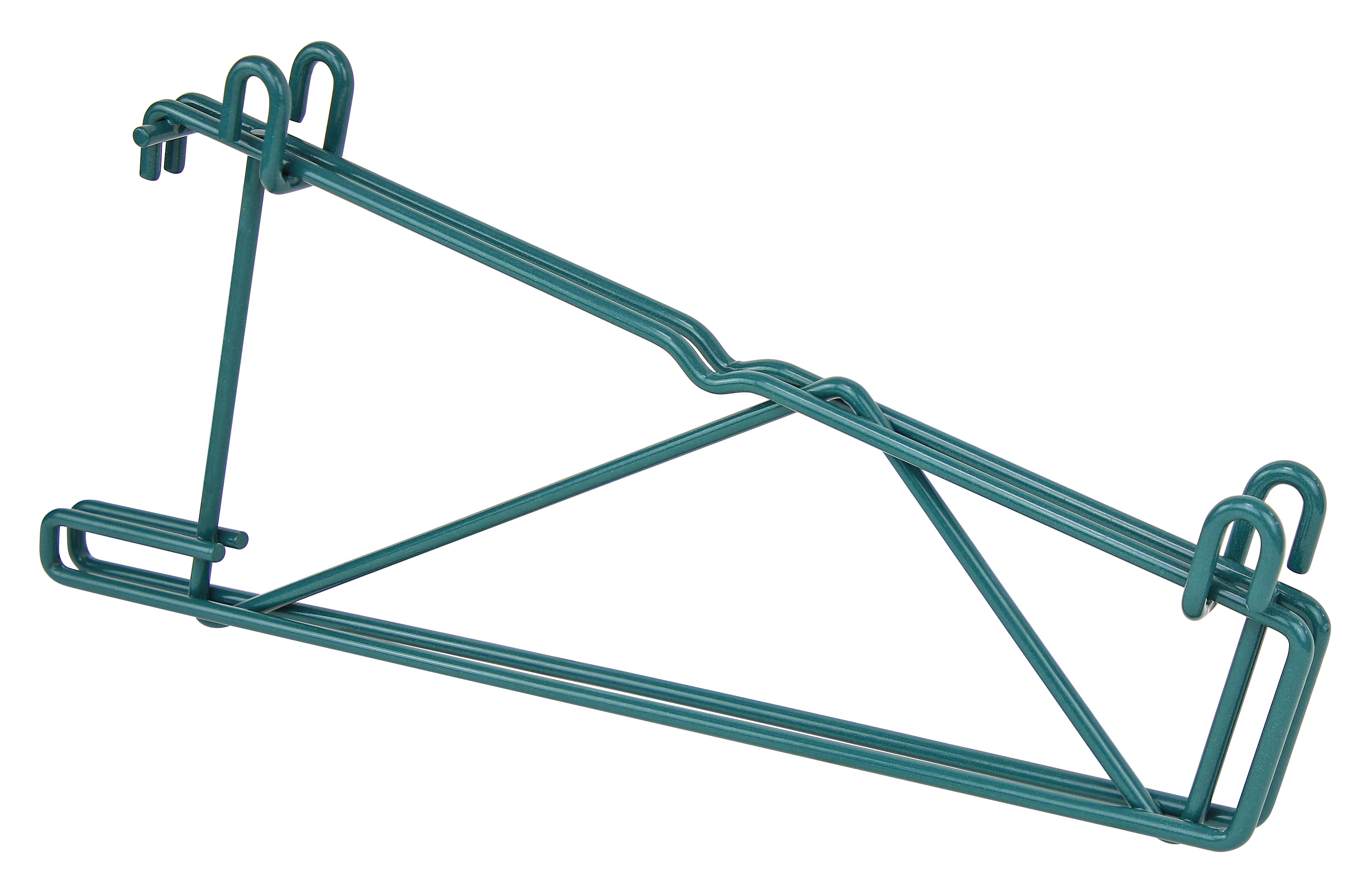 Store Grid Shelf Support Bracket, double, for use with 14"W shelves, green epoxy antimicrobial finish, NSF