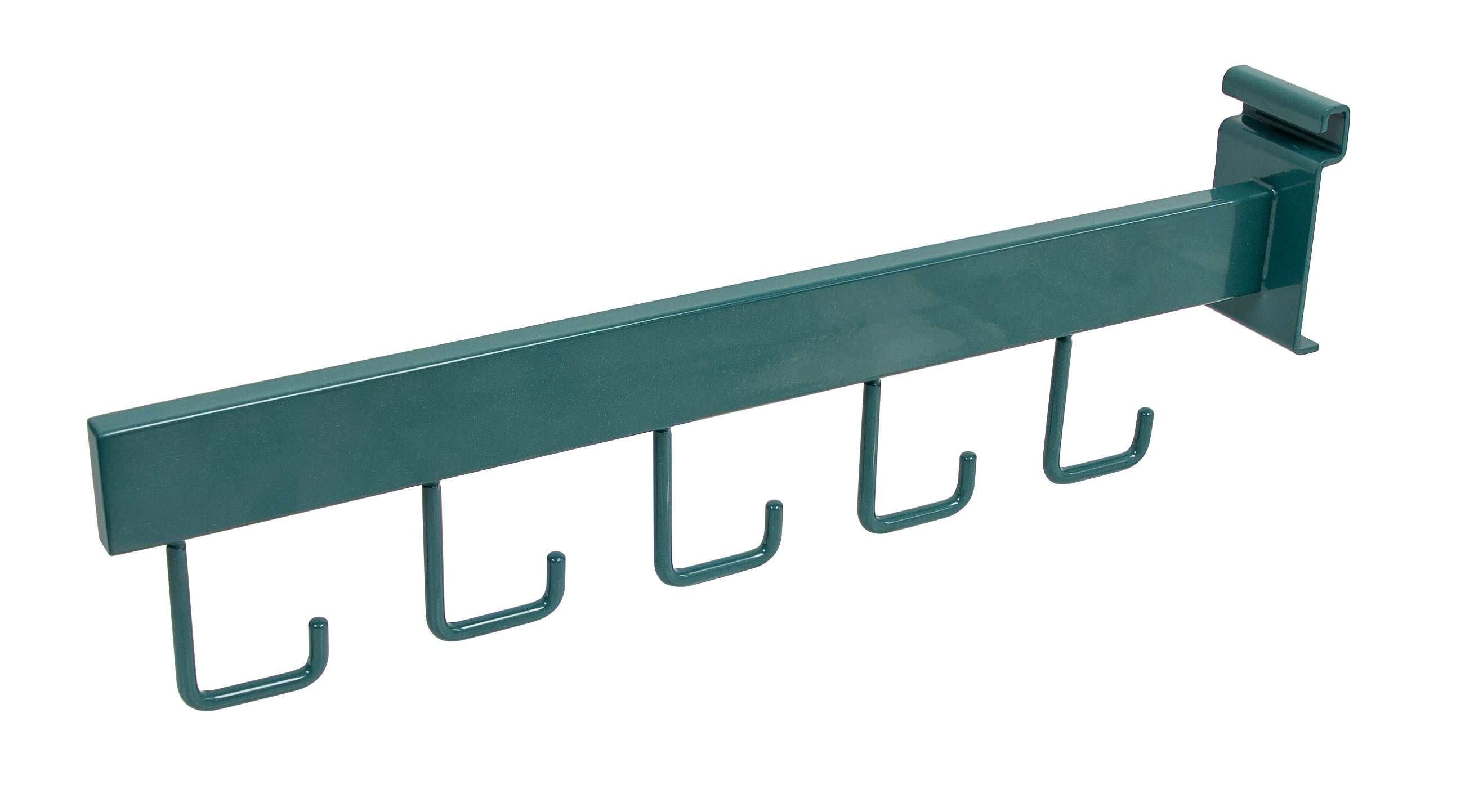 Store Grid Hook Arm, includes 5 hooks, green epoxy antimicrobial finish, NSF