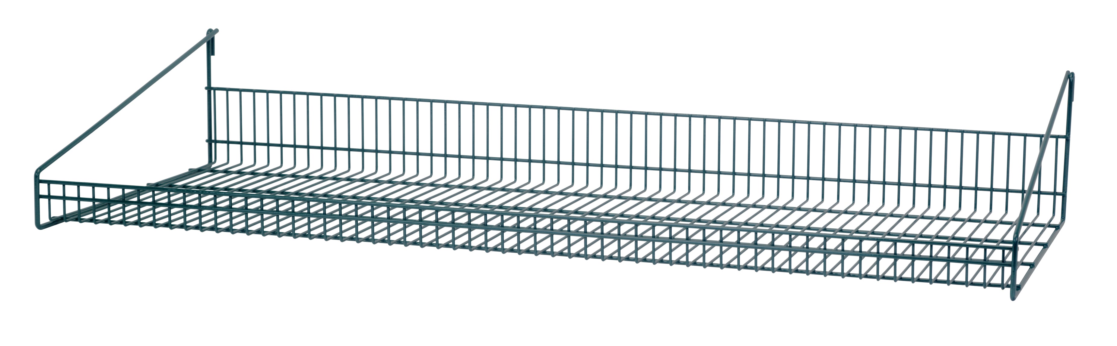 Store Grid Shelf, 48"W x 14"D x 7-1/2"H, with retaining front edge, green epoxy antimicrobial finish, NSF