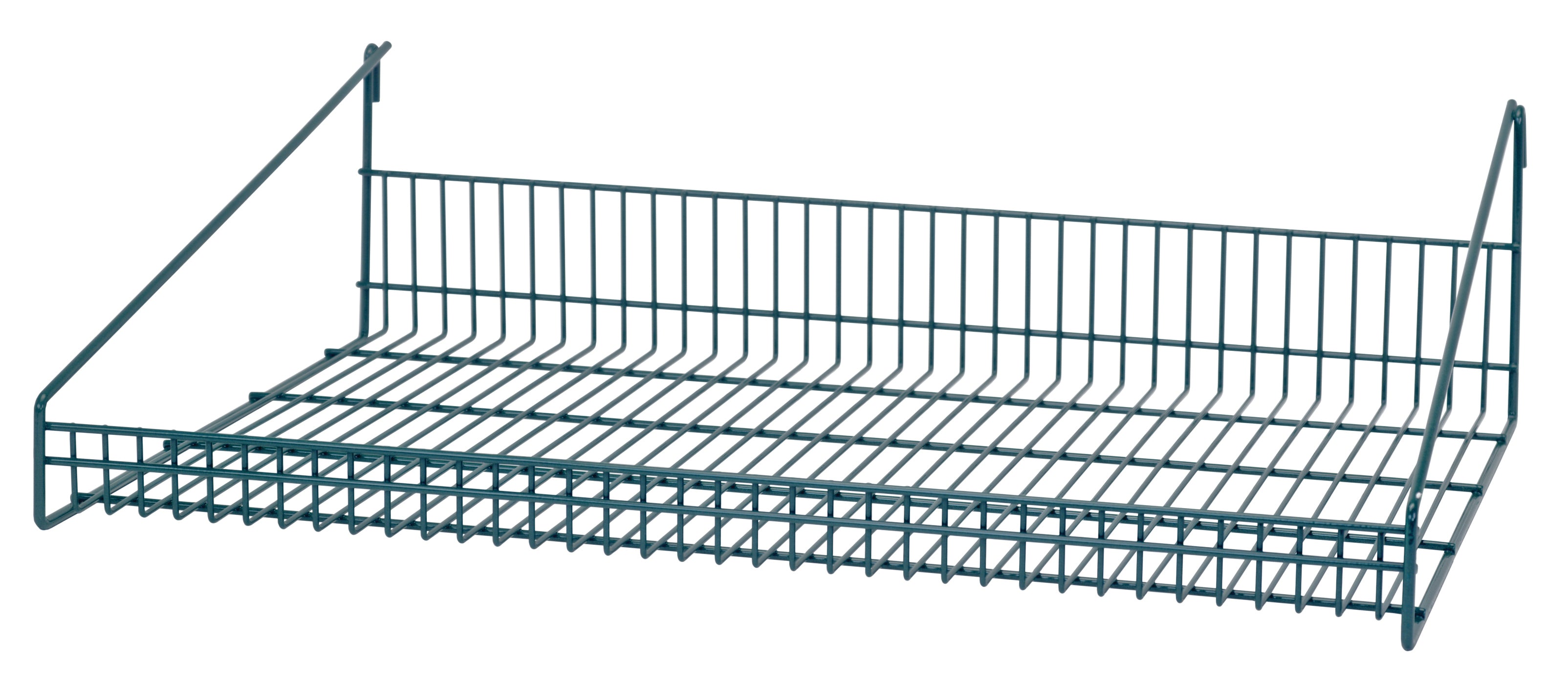 Store Grid Shelf, 30"W x 18"D x 7-1/2"H, with retaining front edge, green epoxy antimicrobial finish, NSF