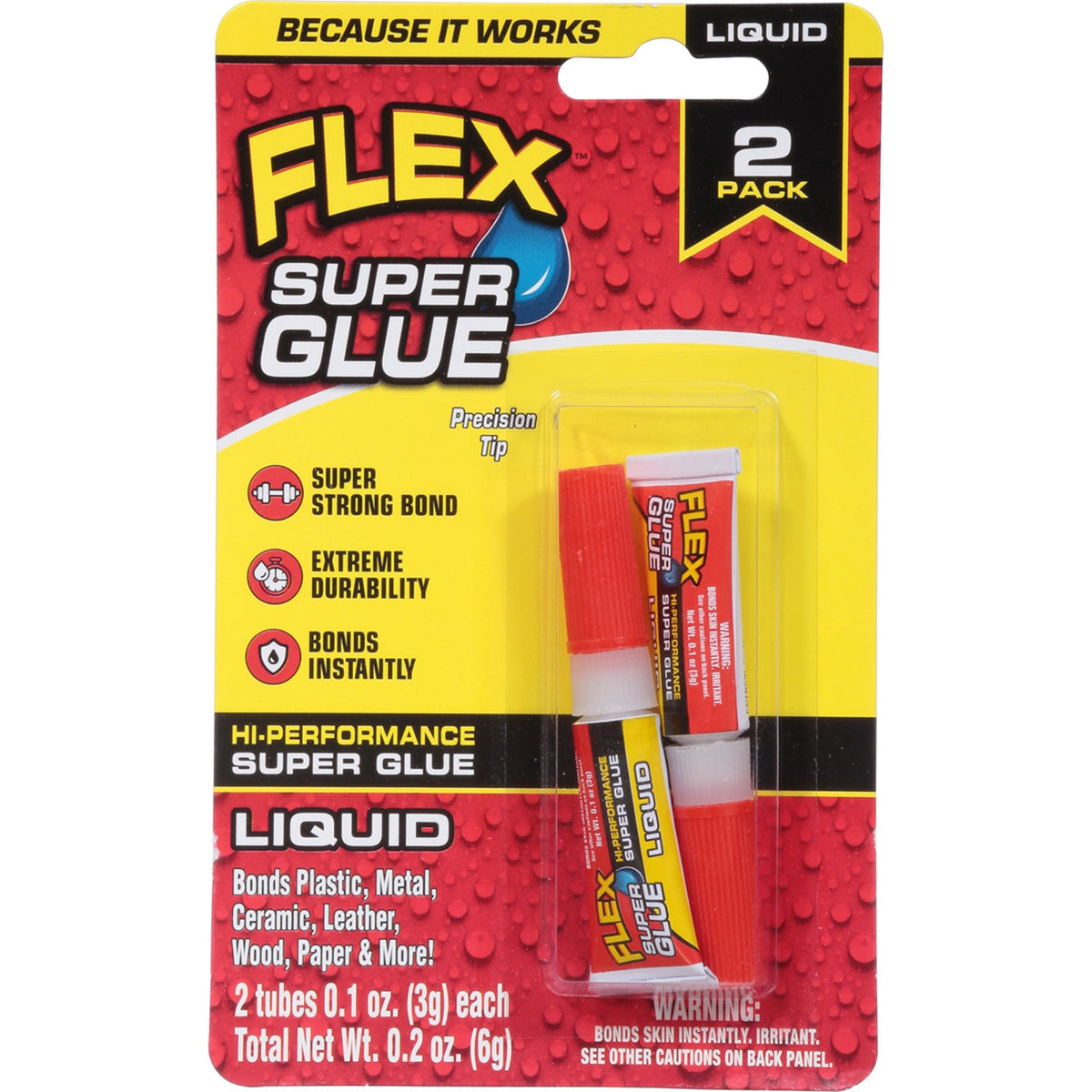 Flex Seal Flex Super Glue Liquid Sgliq2X3 - High-Strength Water-Resistant Glue In 3G Bottles For Diy Crafts Emergency Repairs Clear Bond - 2 Pack