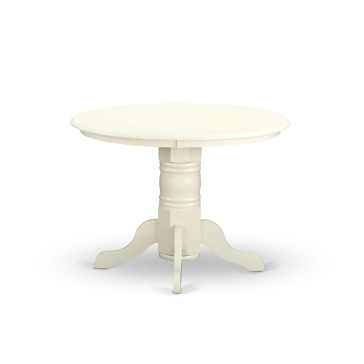 5 Piece Shelton Set - Round Table & 4 Chairs In Linen White Finish. Faux Leather Seats. Perfect For Casual Meals & Family Gatherings.
