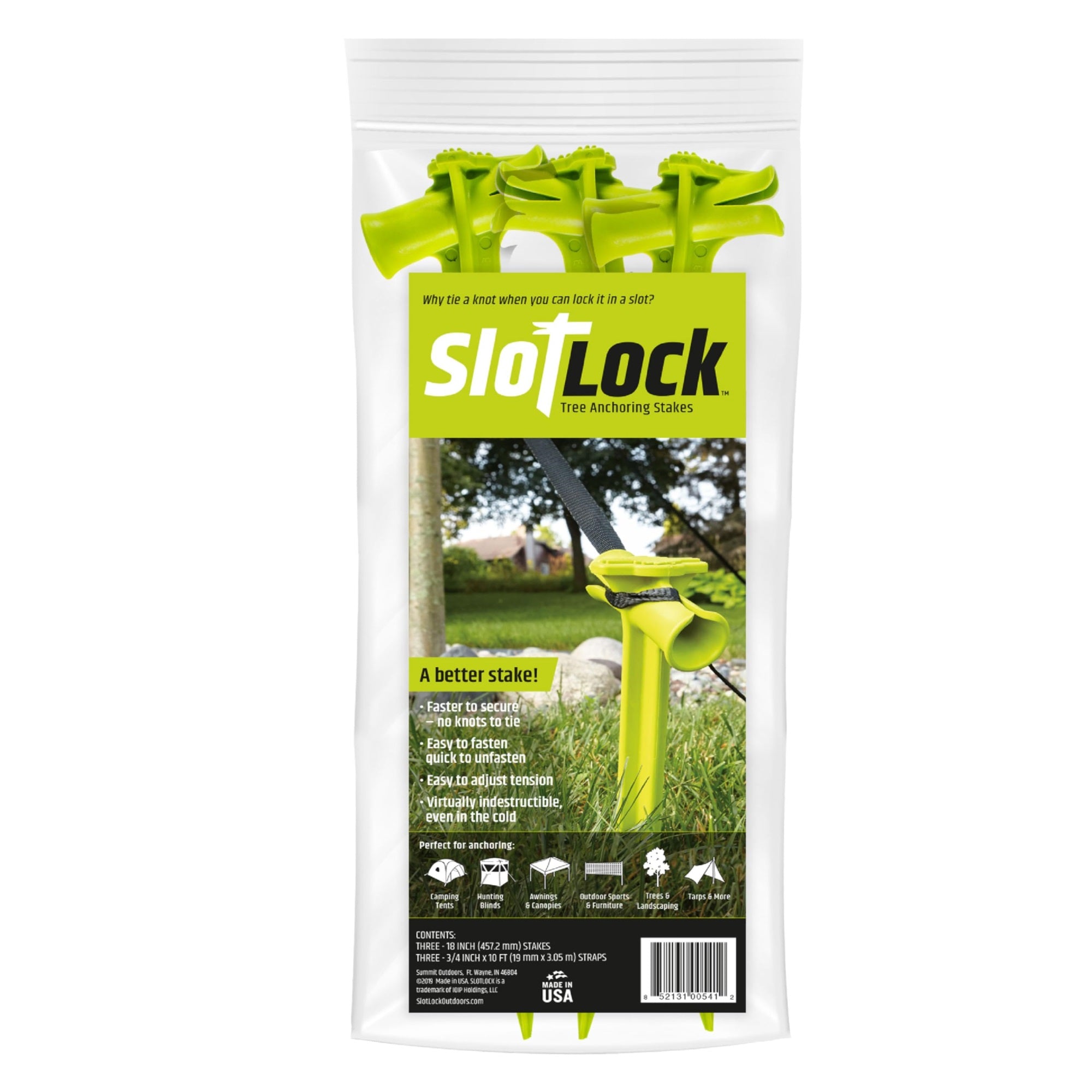 Slotlock 18 Inch Multi-Purpose Anchoring Stake Kit, For Use With Landscaping, Tents, Inflatables, And More, 3 Stakes Per Pack, 3-Pack