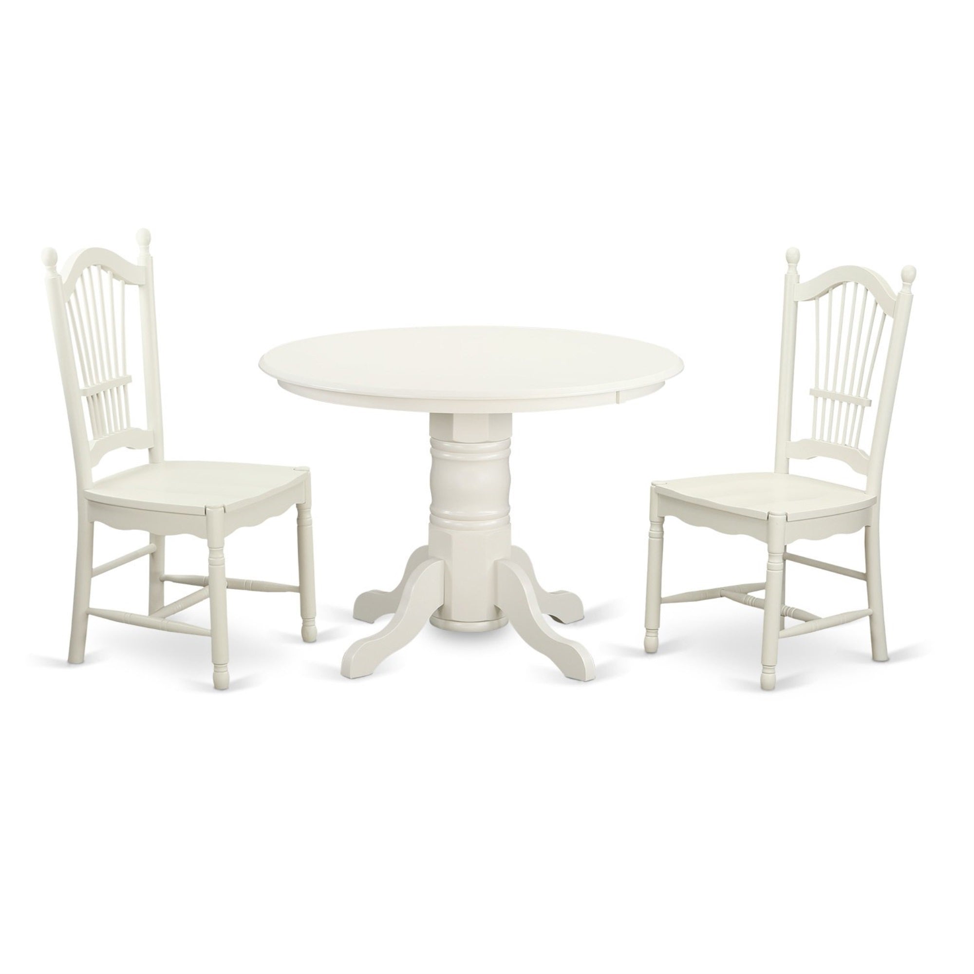 Casafoyer Shdo3-Whi-W 3 Piece Kitchen Set For Small Spaces Contains A Round Room Table With Pedestal And 2 Dining Chairs, 42X42 Inch