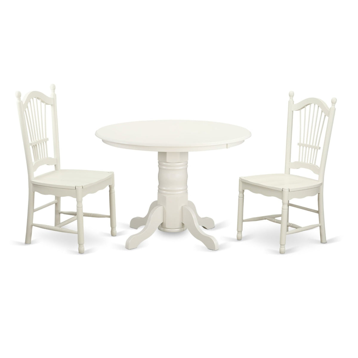 Casafoyer Shdo3-Whi-W 3 Piece Kitchen Set For Small Spaces Contains A Round Room Table With Pedestal And 2 Dining Chairs, 42X42 Inch