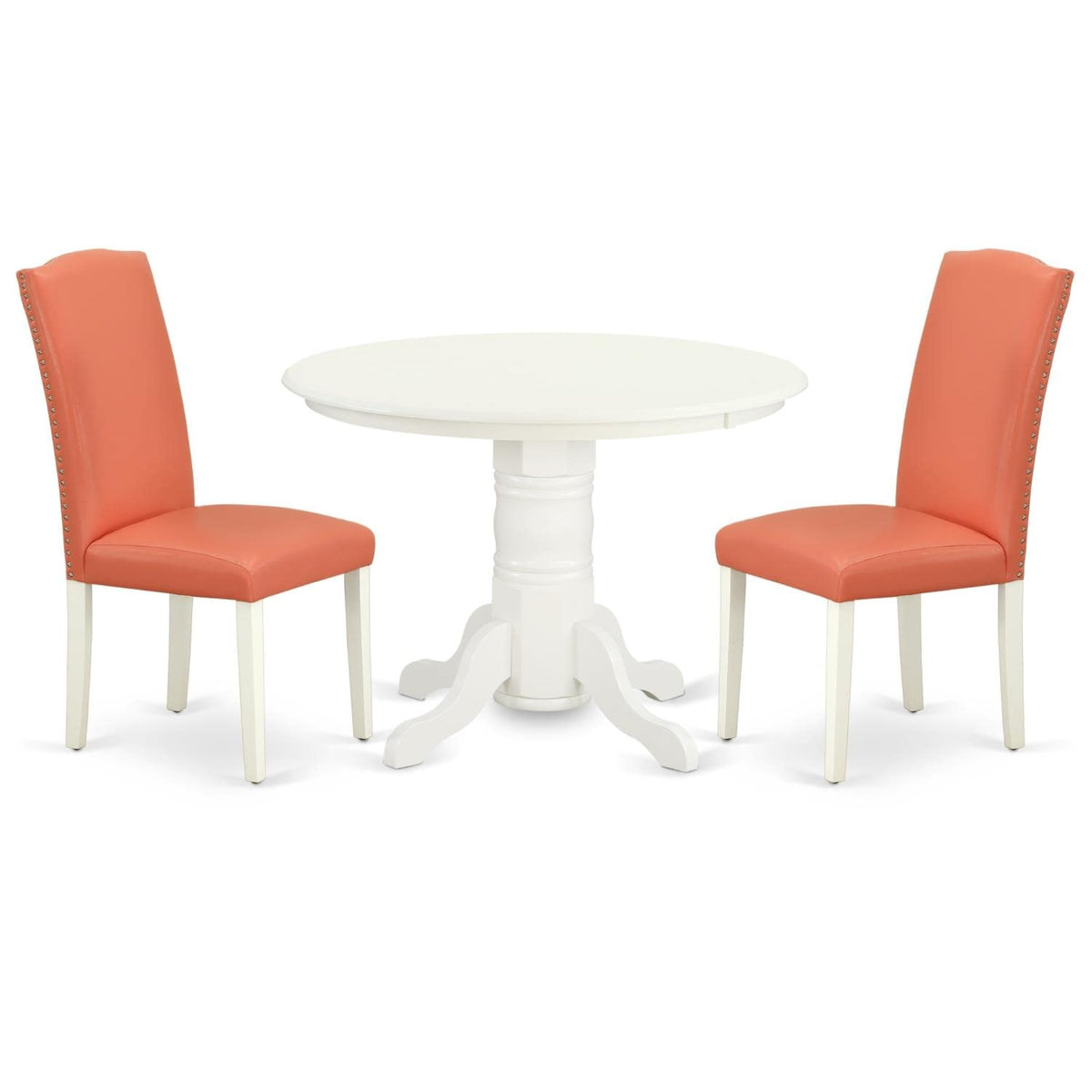 Casafoyer Shen3-Lwh-78 3 Piece Dining Set Contains A Round Kitchen Table With Pedestal And 2 Pink Flamingo Faux Leather Upholstered Chairs, 42X42 Inch