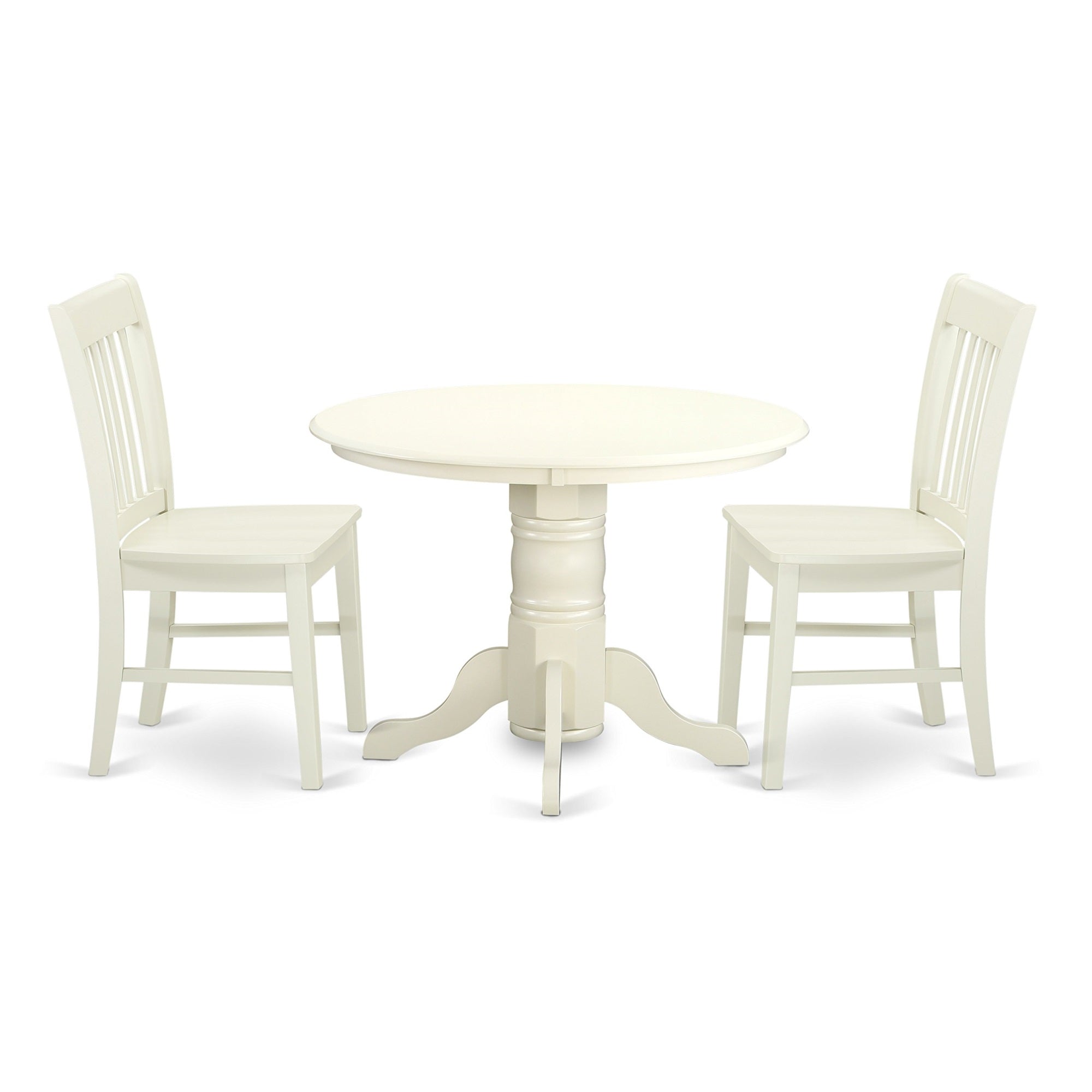East West Furniture Shno3-Lwh-W 3 Piece Modern Dining Table Set Contains A Round Kitchen Table With Pedestal And 2 Dining Room Chairs, 42X42 Inch, Linen White