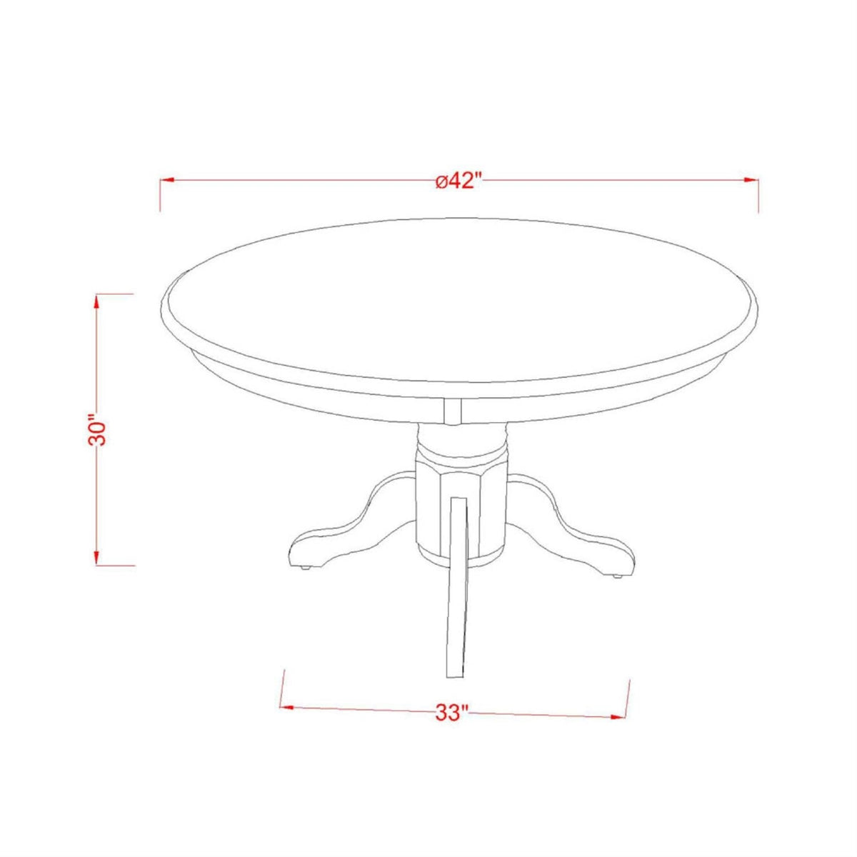 Casafoyer Sht-Blk-Tp Shelton Kitchen Dining Table - A Round Wooden Table Top With Pedestal Base, 42X42 Inch, Black & Cherry