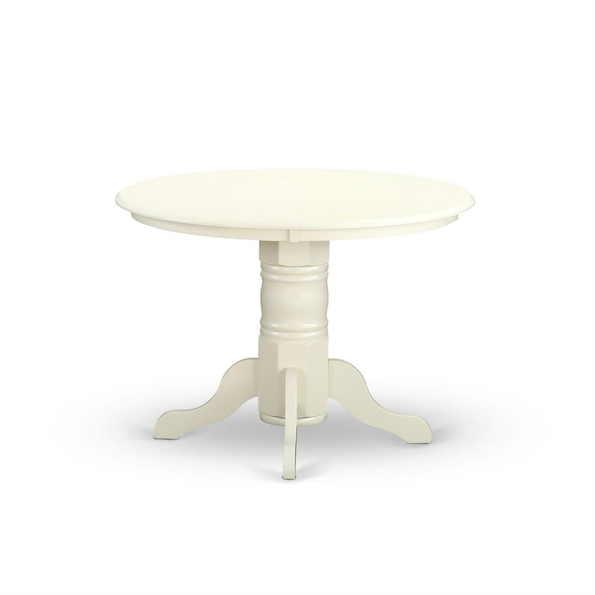 Casafoyer Shelton Dining Room Round Kitchen Table Top With Pedestal Base, 42-Inch, Linen White Finish