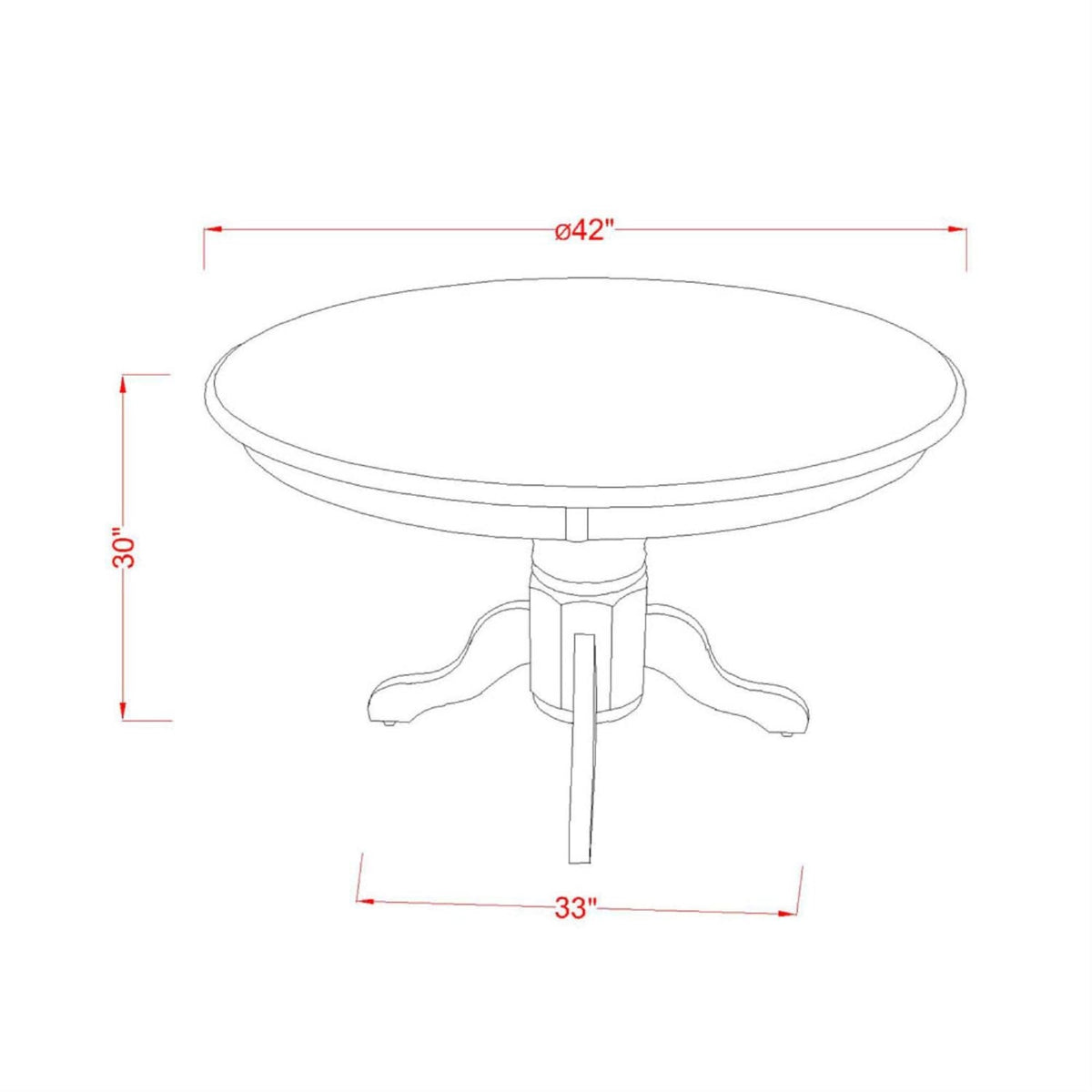 East West Furniture Sht-Whi-Tp Dining Table, 42-Inch, Linen White Finish